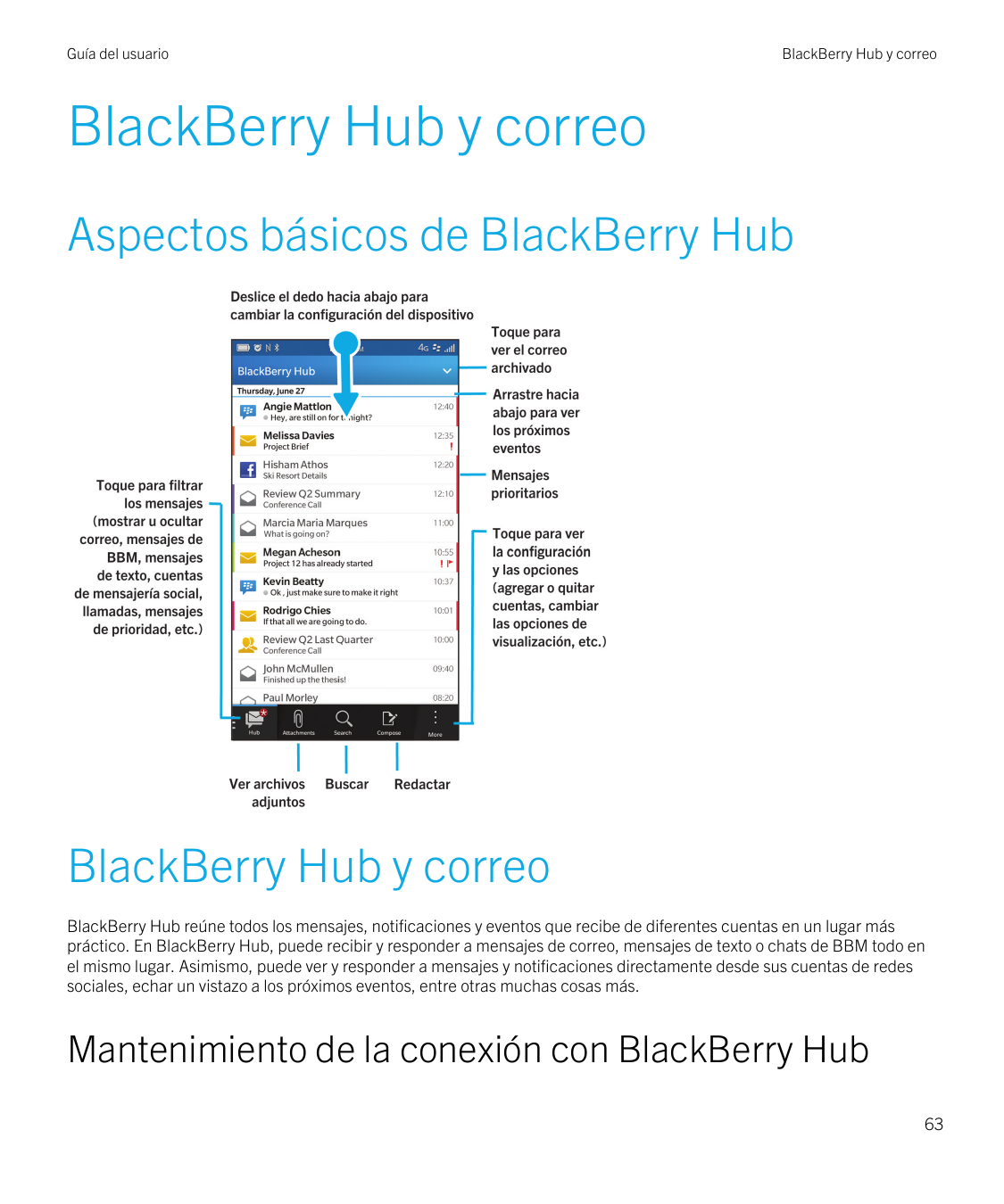 Guía del usuarioBlackBerry Hub y correoBlackBerry Hub y correoAspectos básicos de BlackBerry HubBlackBerry Hub y correoBlackBerr