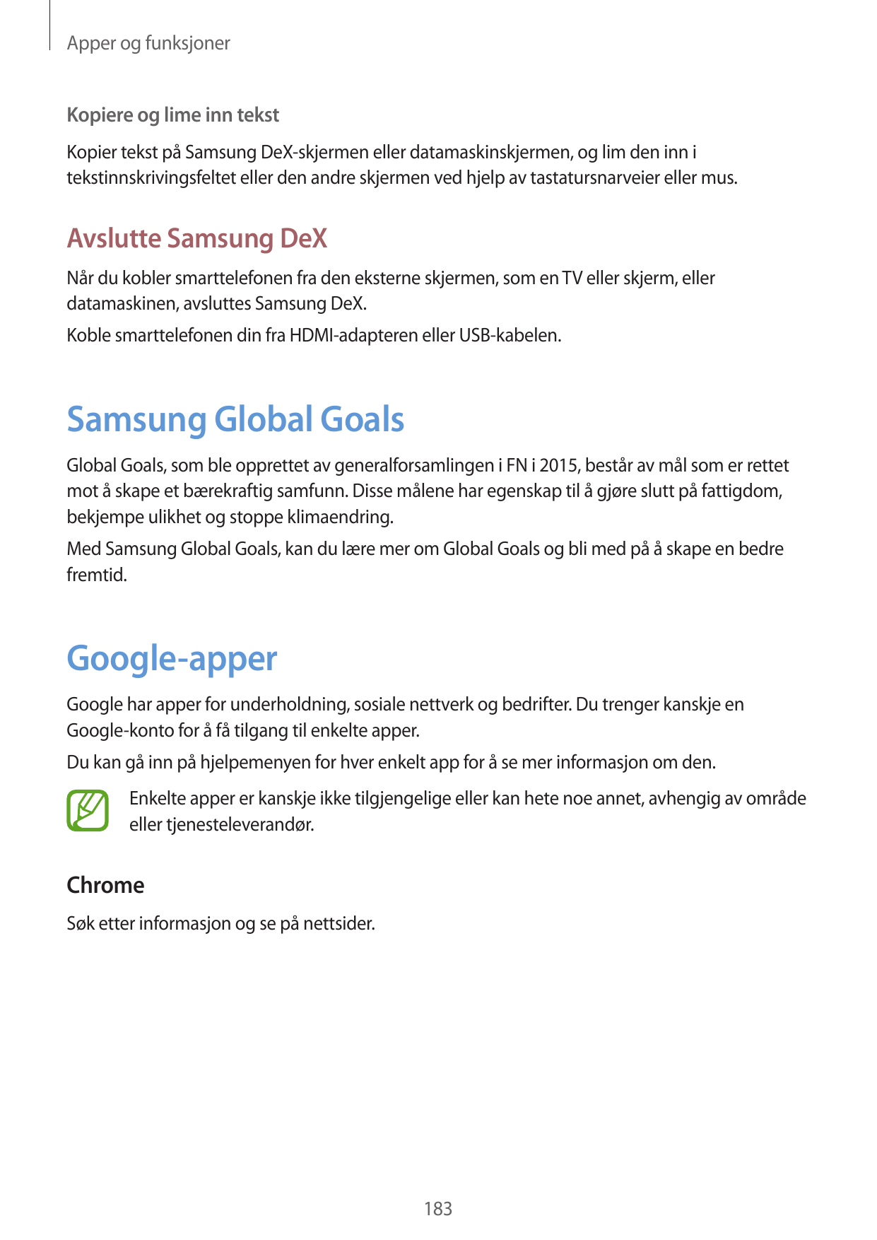 Apper og funksjonerKopiere og lime inn tekstKopier tekst på Samsung DeX-skjermen eller datamaskinskjermen, og lim den inn itekst