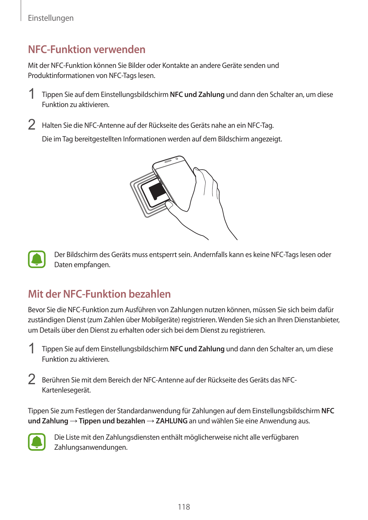 EinstellungenNFC-Funktion verwendenMit der NFC-Funktion können Sie Bilder oder Kontakte an andere Geräte senden undProduktinform