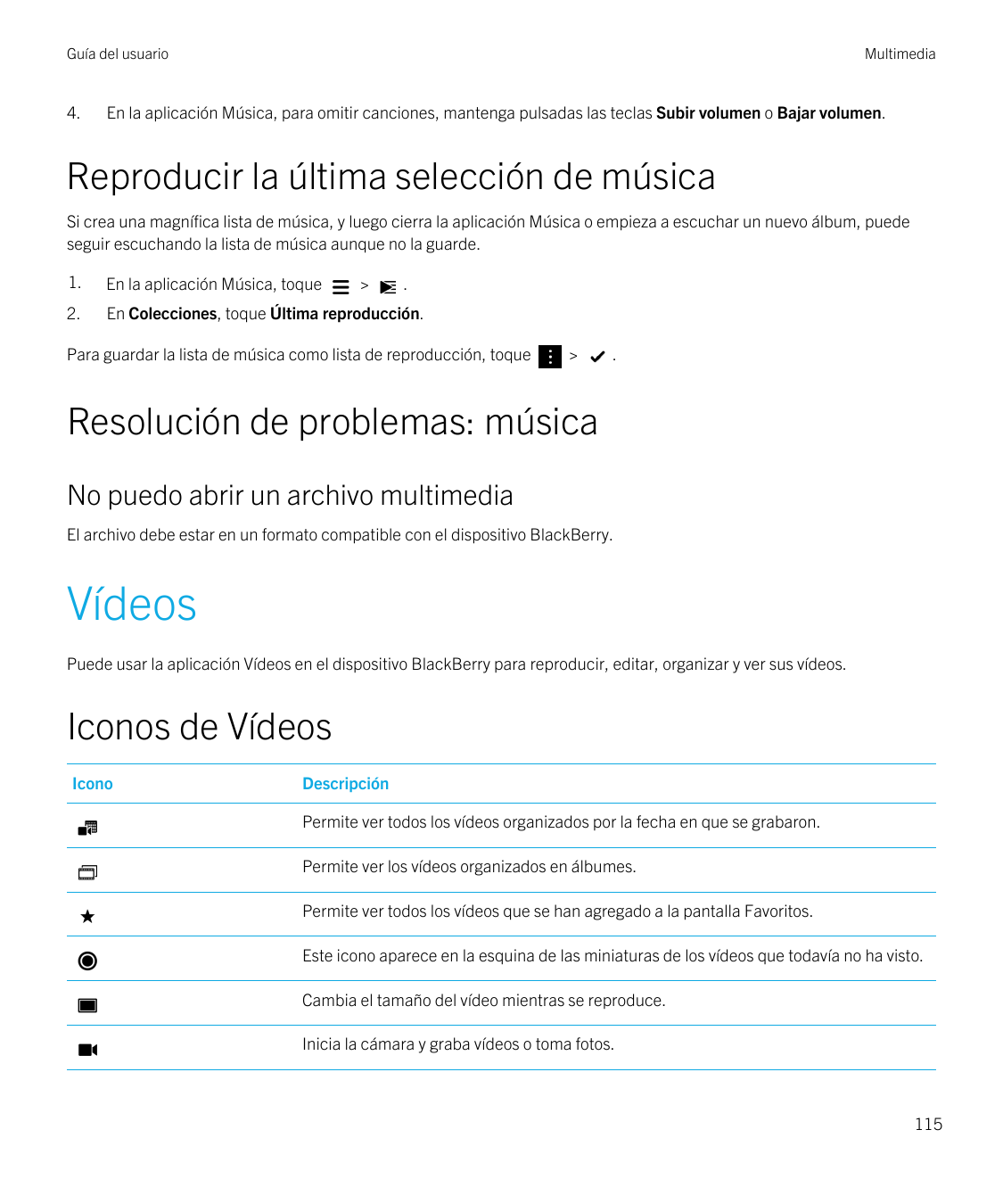 Guía del usuario4.MultimediaEn la aplicación Música, para omitir canciones, mantenga pulsadas las teclas Subir volumen o Bajar v