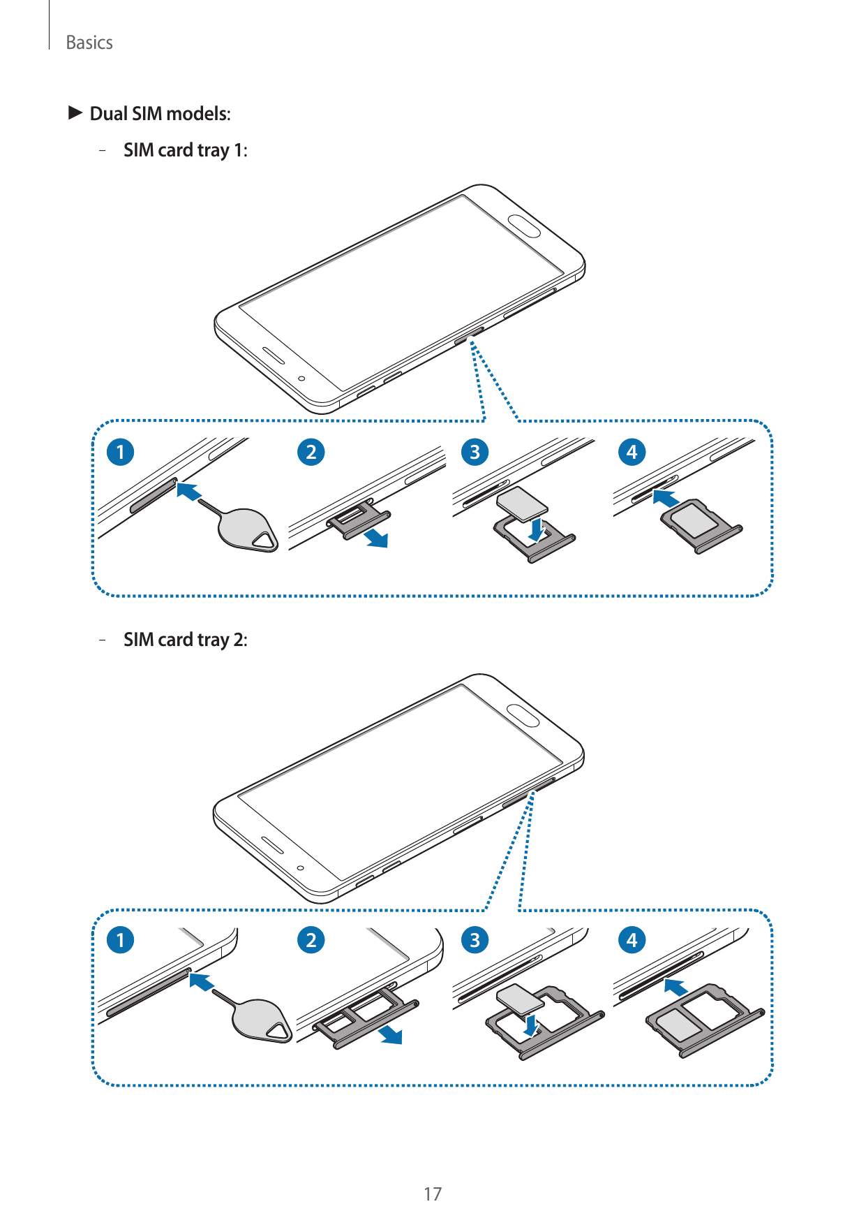 Basics► Dual SIM models:– – SIM card tray 1:1234234– – SIM card tray 2:117