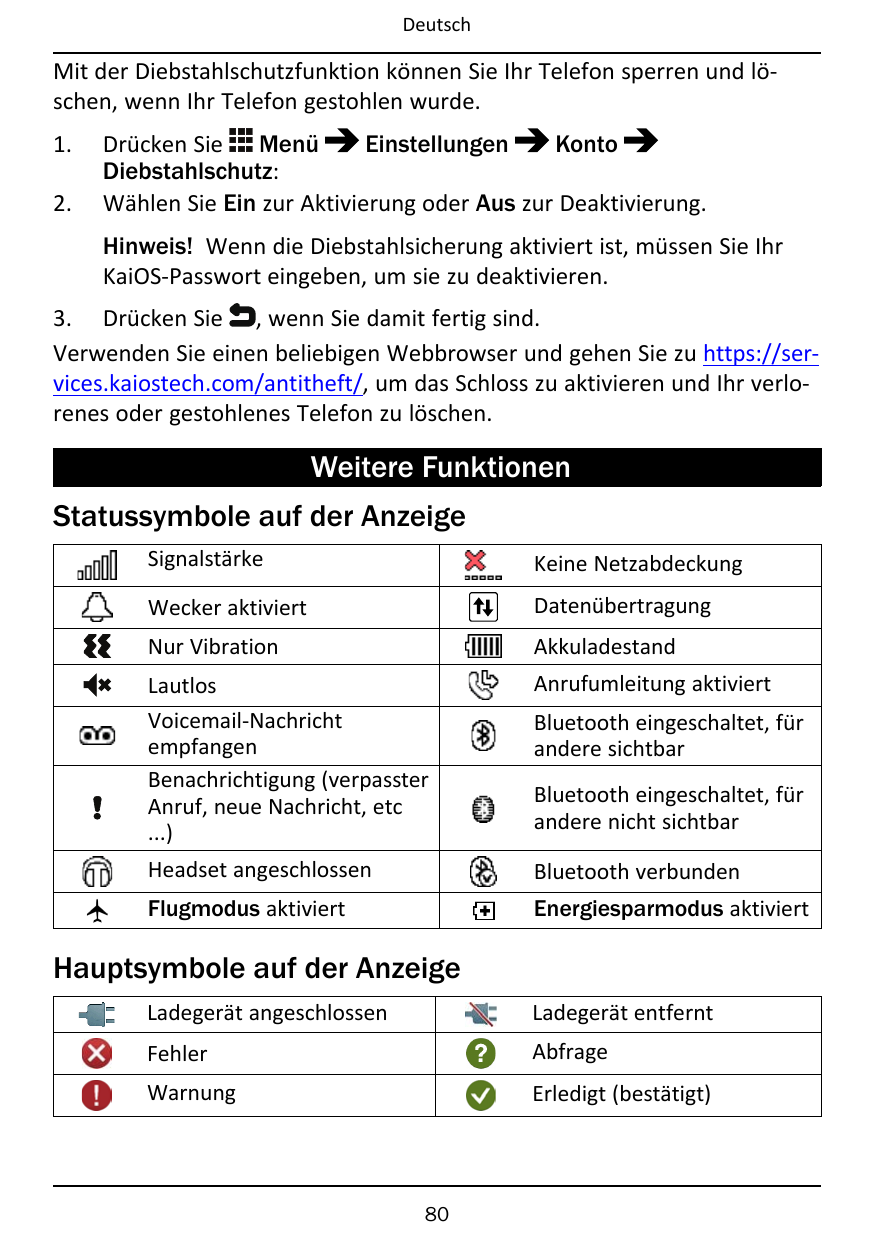 DeutschMit der Diebstahlschutzfunktion können Sie Ihr Telefon sperren und löschen, wenn Ihr Telefon gestohlen wurde.1.2.Einstell