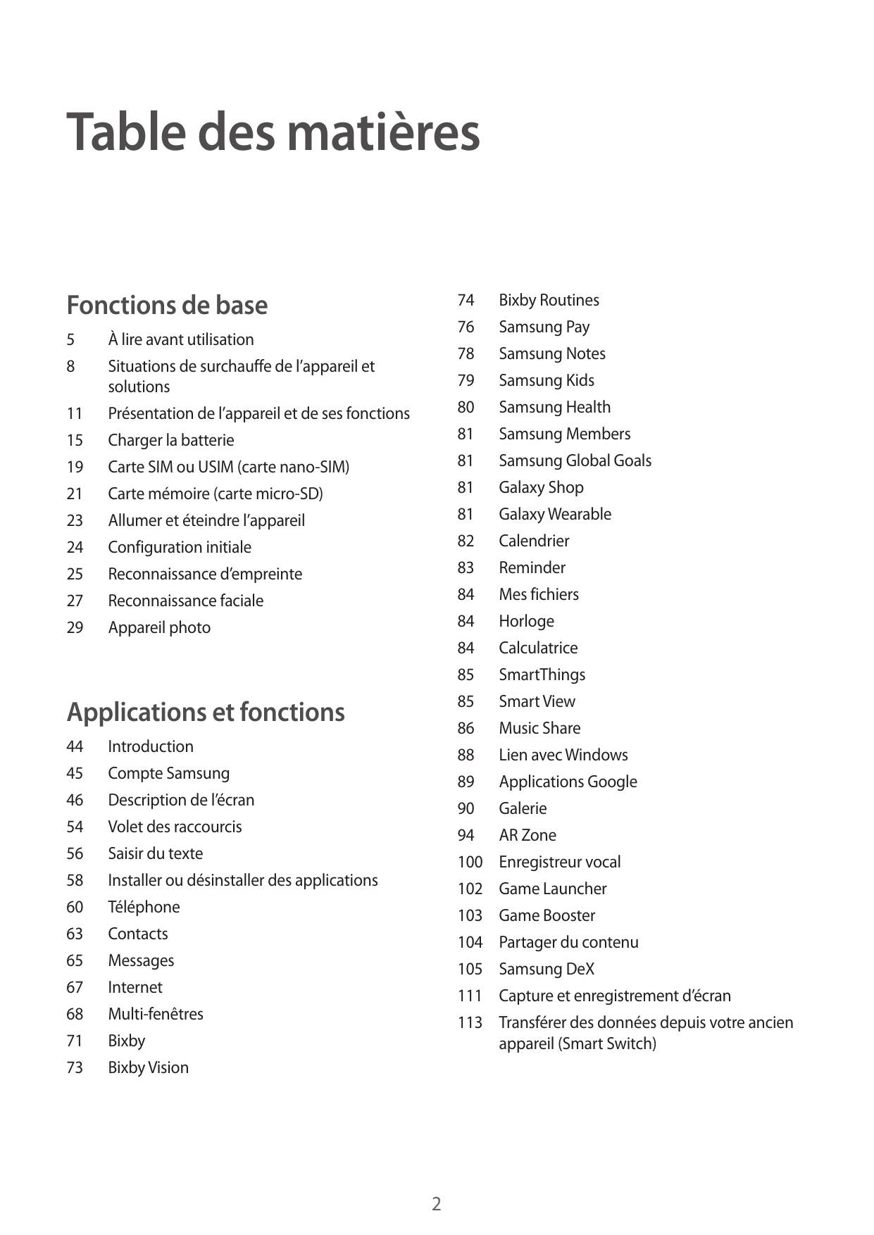 Table des matièresFonctions de base5À lire avant utilisation8Situations de surchauffe de l’appareil etsolutions11Présentation de
