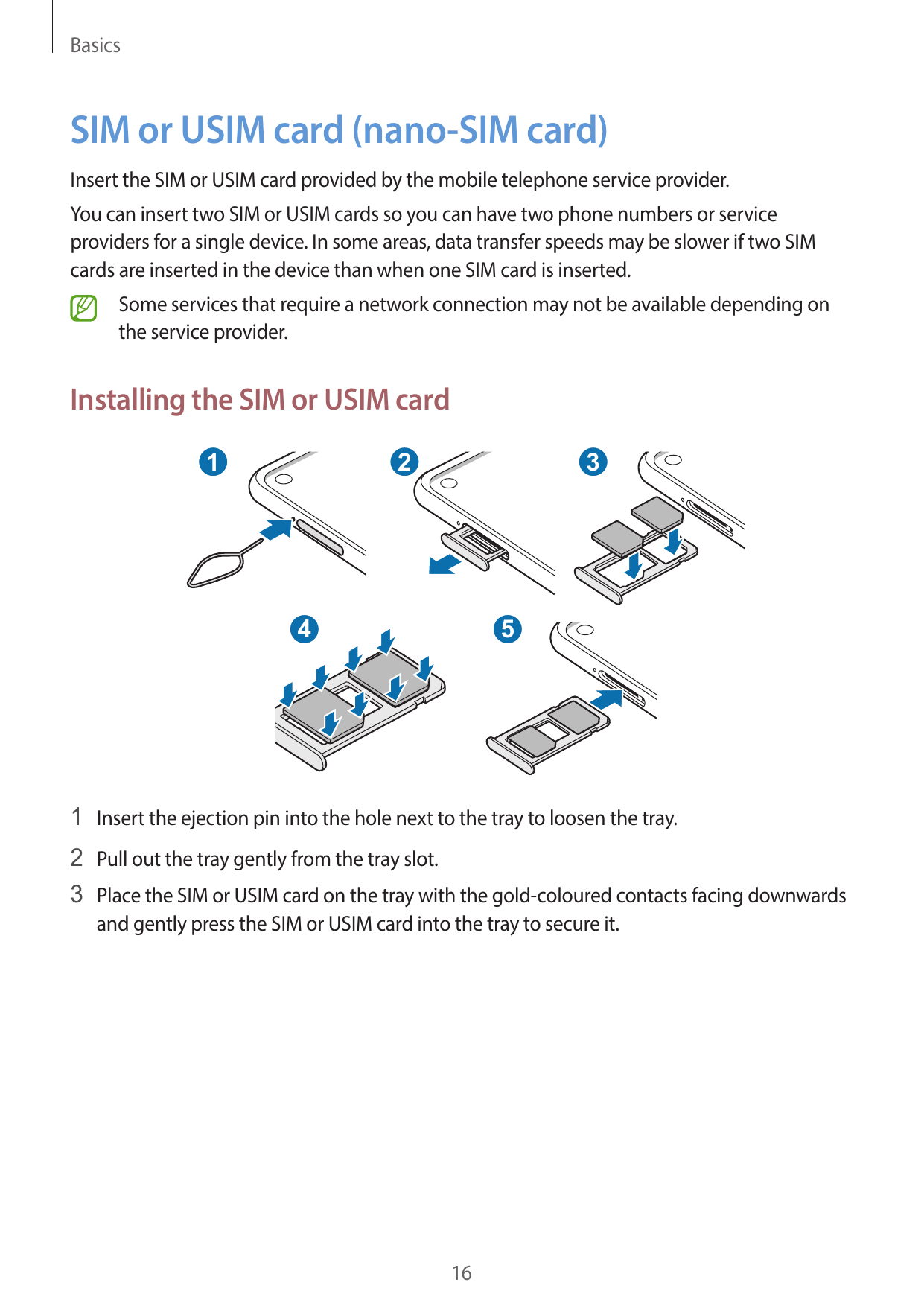 BasicsSIM or USIM card (nano-SIM card)Insert the SIM or USIM card provided by the mobile telephone service provider.You can inse