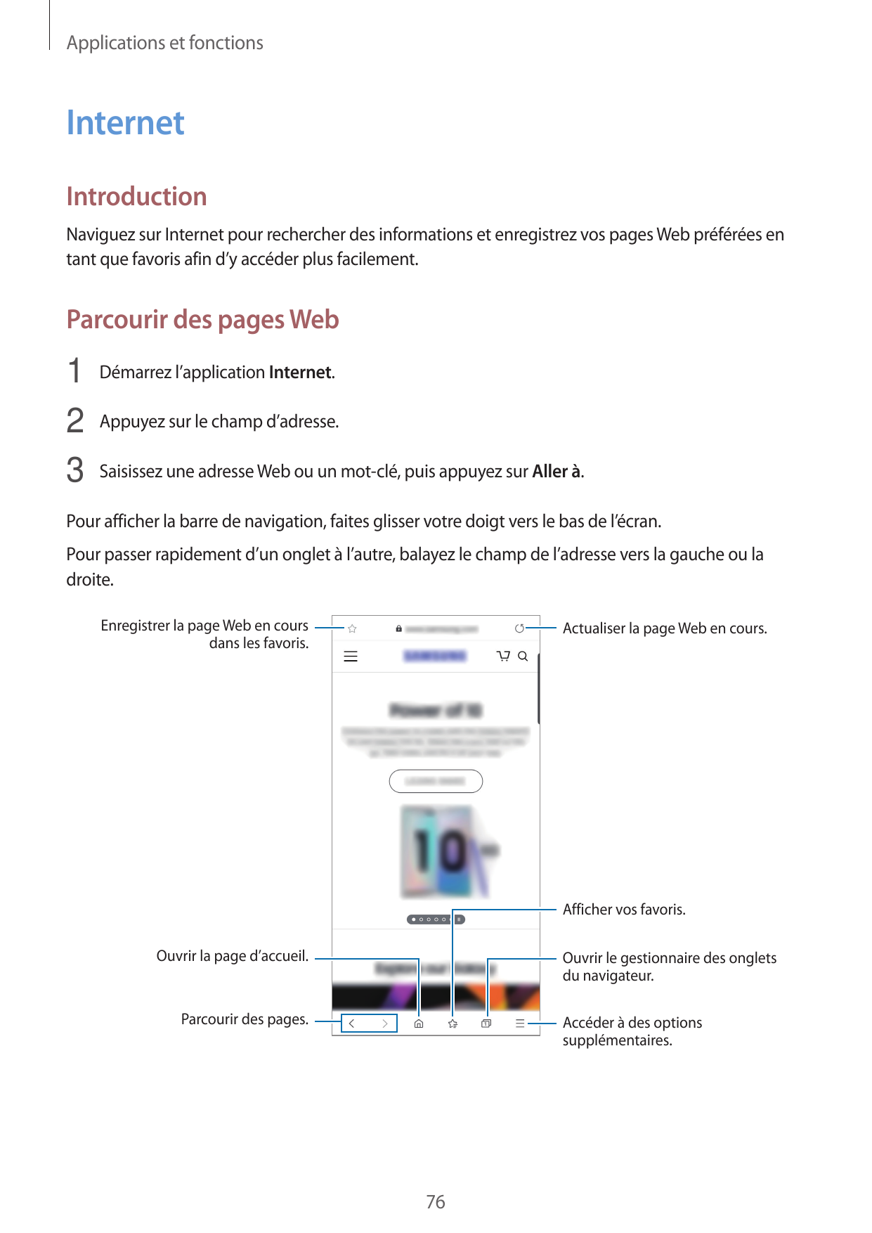 Applications et fonctionsInternetIntroductionNaviguez sur Internet pour rechercher des informations et enregistrez vos pages Web