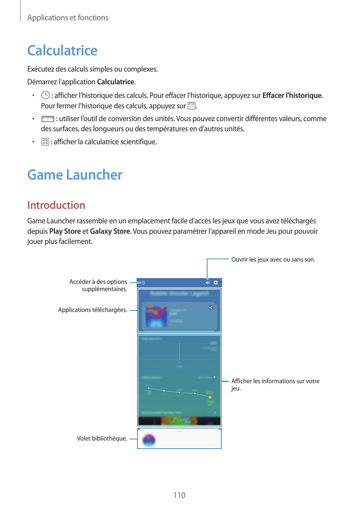 Applications et fonctionsCalculatriceExécutez des calculs simples ou complexes.Démarrez l’application Calculatrice.• : afficher 