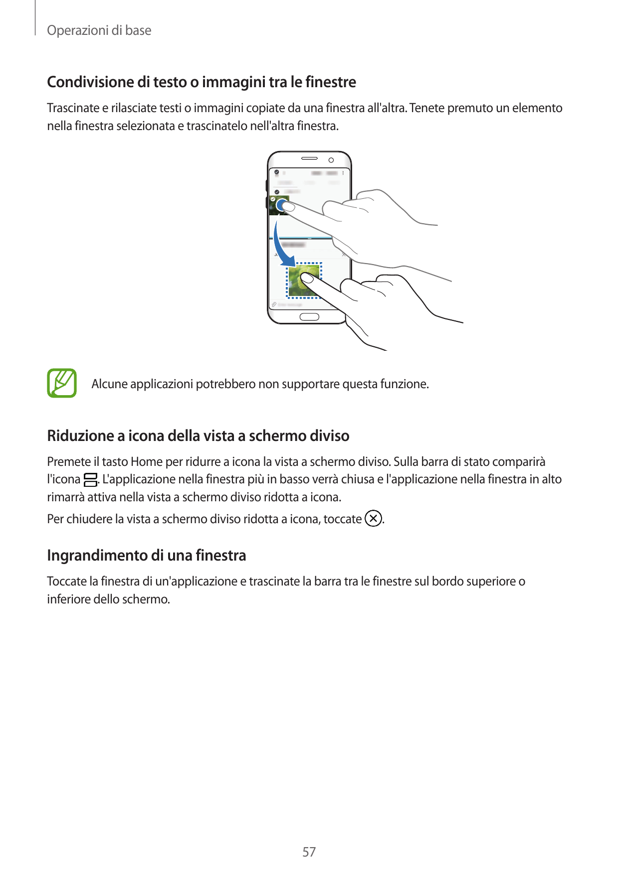 Operazioni di baseCondivisione di testo o immagini tra le finestreTrascinate e rilasciate testi o immagini copiate da una finest