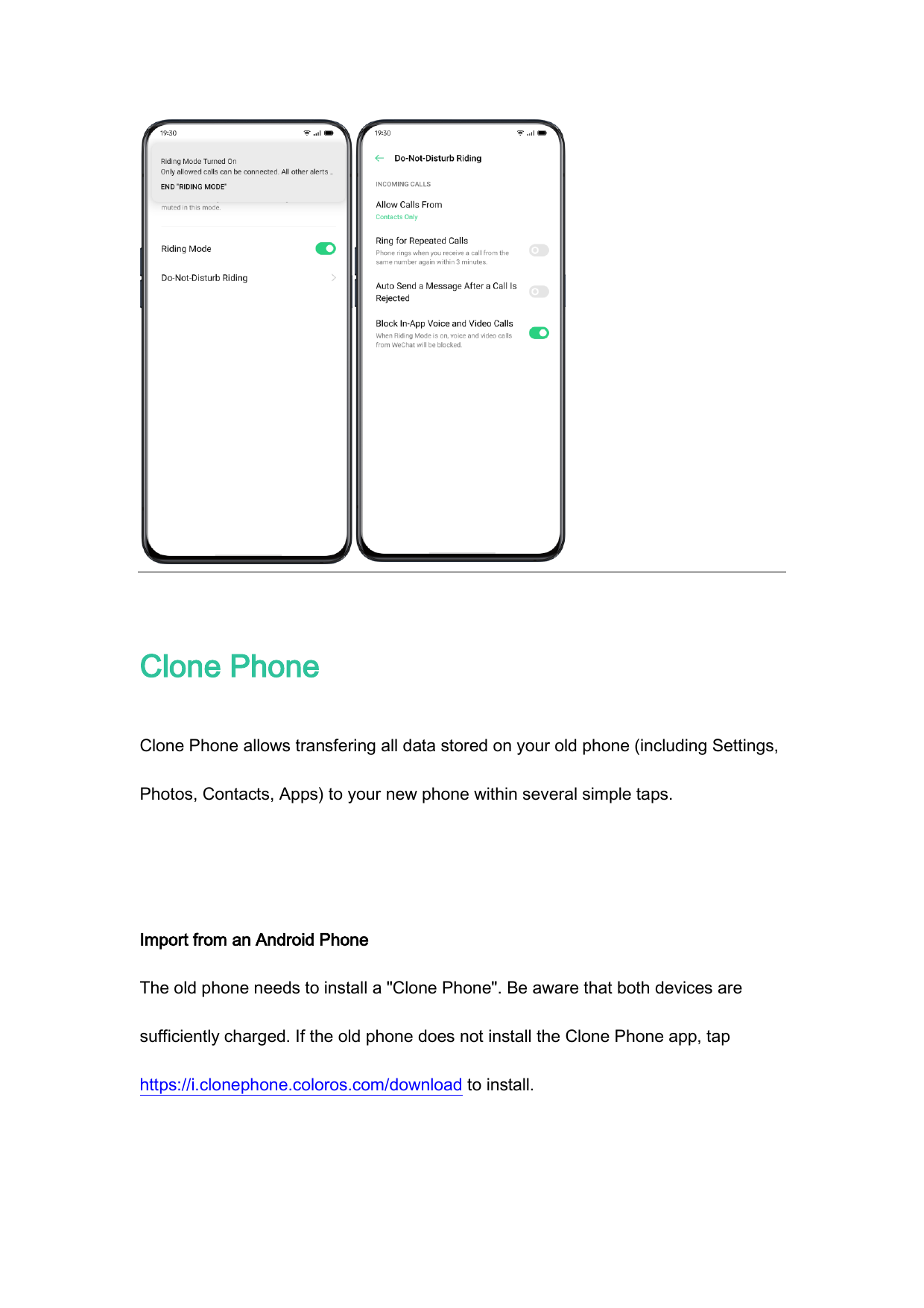 Clone PhoneClone Phone allows transfering all data stored on your old phone (including Settings,Photos, Contacts, Apps) to your 