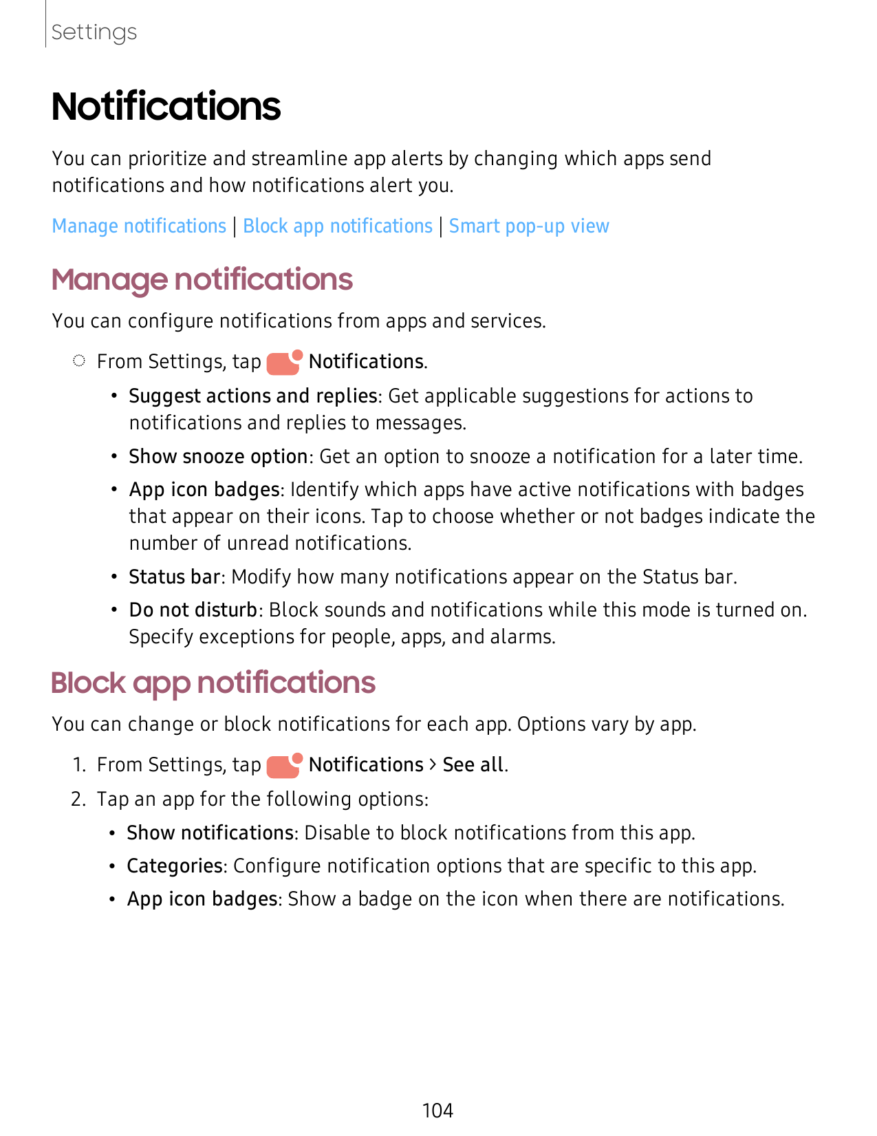 SettingsNotificationsYou can prioritize and streamline app alerts by changing which apps sendnotifications and how notifications