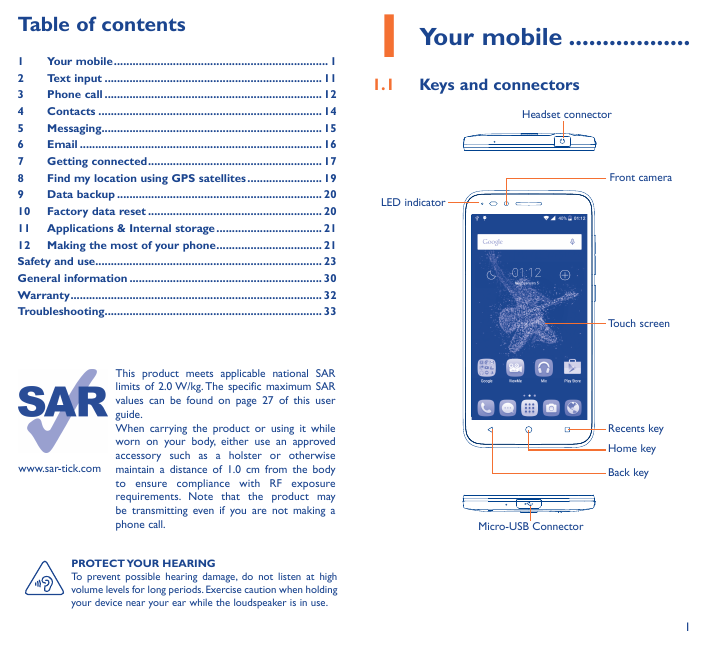 Table of contents1Your mobile��������������������������������������������������������������������� 12Text input�����������������