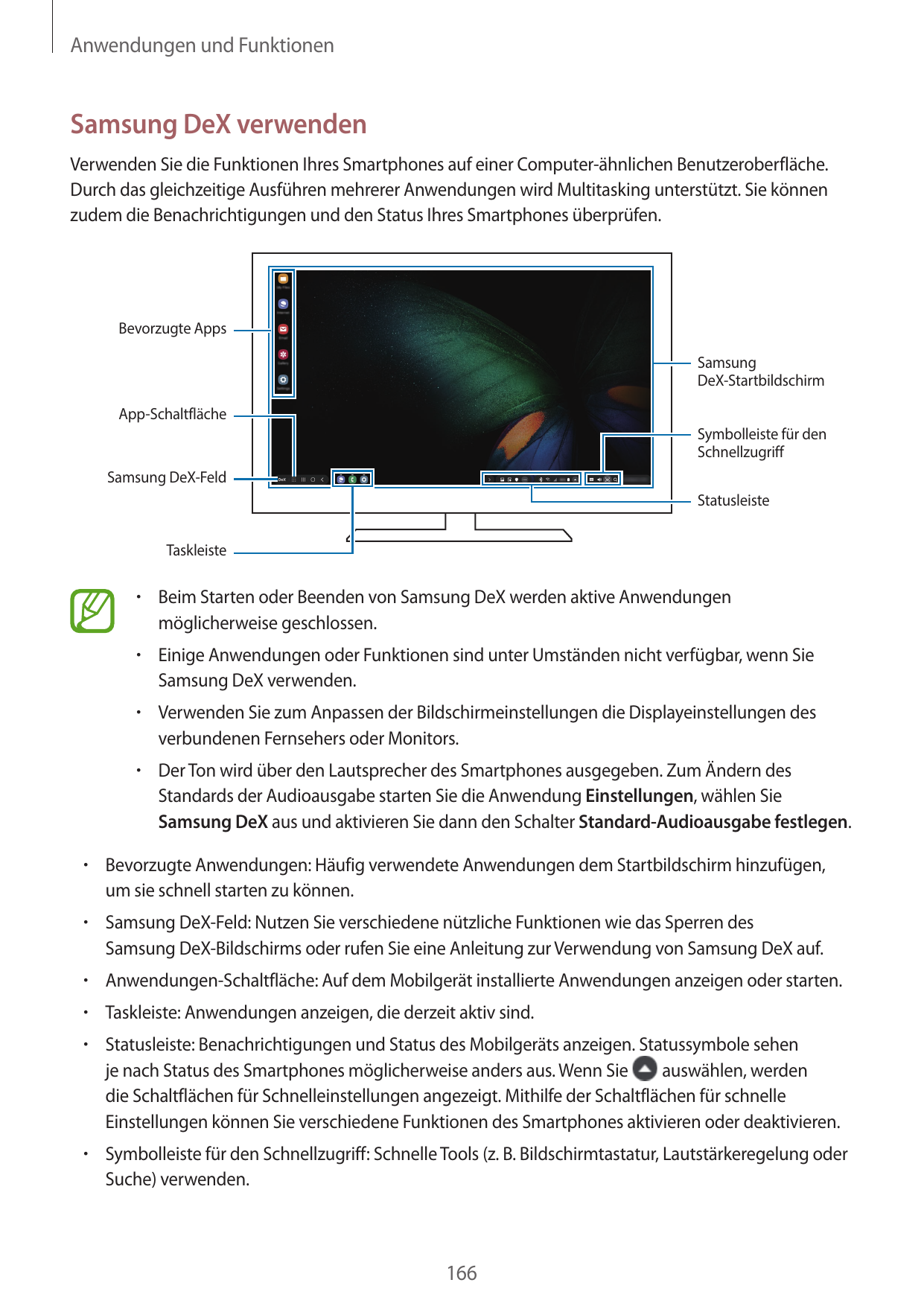 Anwendungen und FunktionenSamsung DeX verwendenVerwenden Sie die Funktionen Ihres Smartphones auf einer Computer-ähnlichen Benut