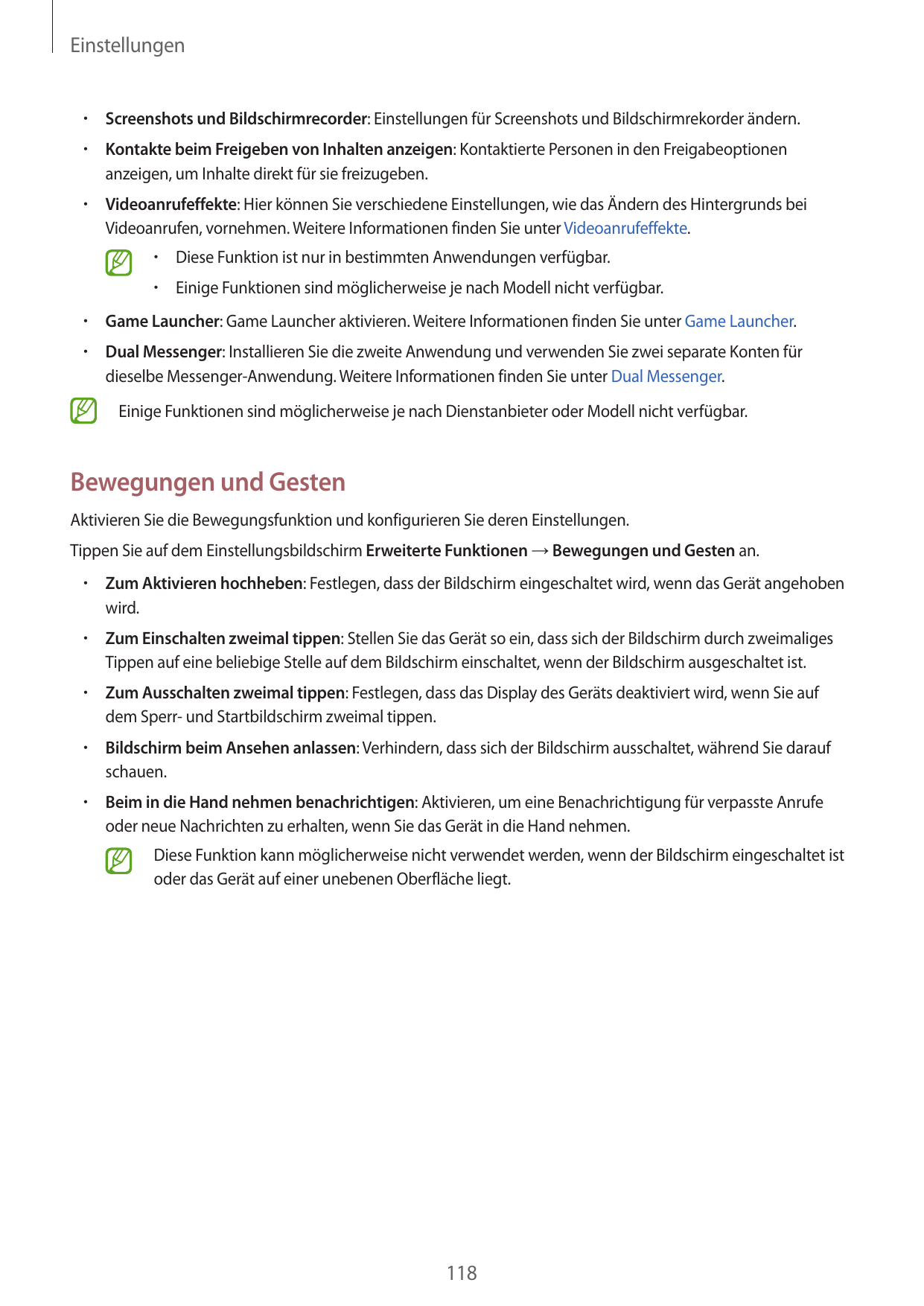 Einstellungen•  Screenshots und Bildschirmrecorder: Einstellungen für Screenshots und Bildschirmrekorder ändern.•  Kontakte beim