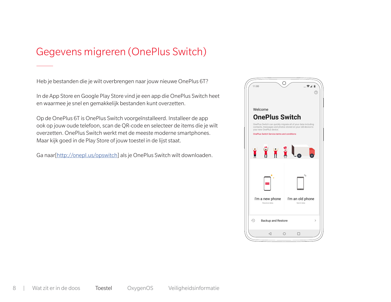 Gegevens migreren (OnePlus Switch)Heb je bestanden die je wilt overbrengen naar jouw nieuwe OnePlus 6T?In de App Store en Google