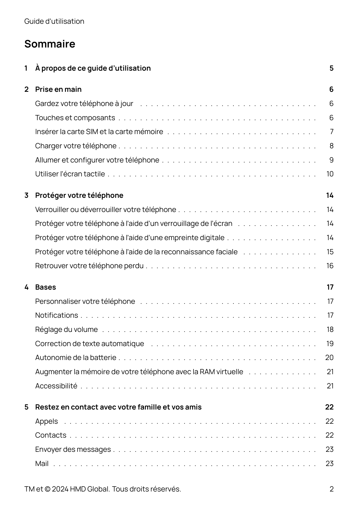 Guide d’utilisationSommaire1À propos de ce guide d’utilisation2 Prise en main56Gardez votre téléphone à jour . . . . . . . . . .