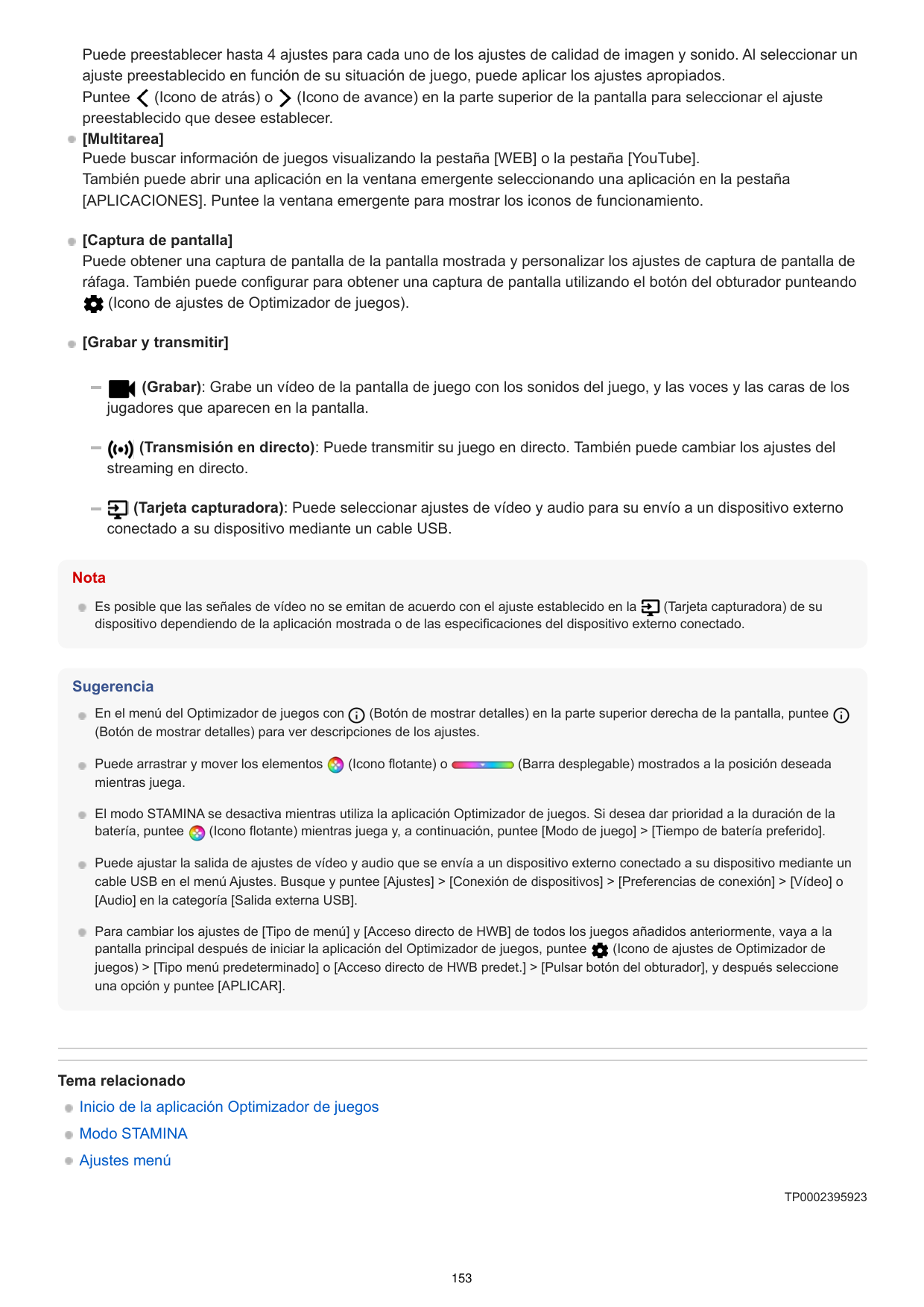 Puede preestablecer hasta 4 ajustes para cada uno de los ajustes de calidad de imagen y sonido. Al seleccionar unajuste preestab