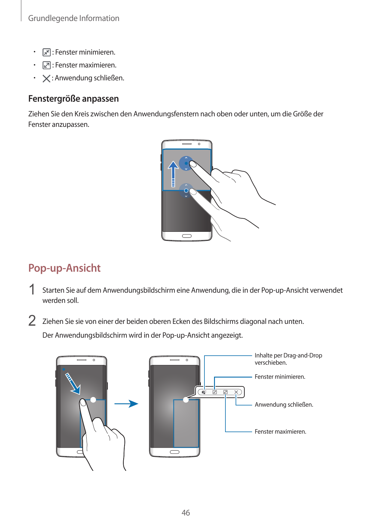 Grundlegende Information• : Fenster minimieren.• : Fenster maximieren.• : Anwendung schließen.Fenstergröße anpassenZiehen Sie de