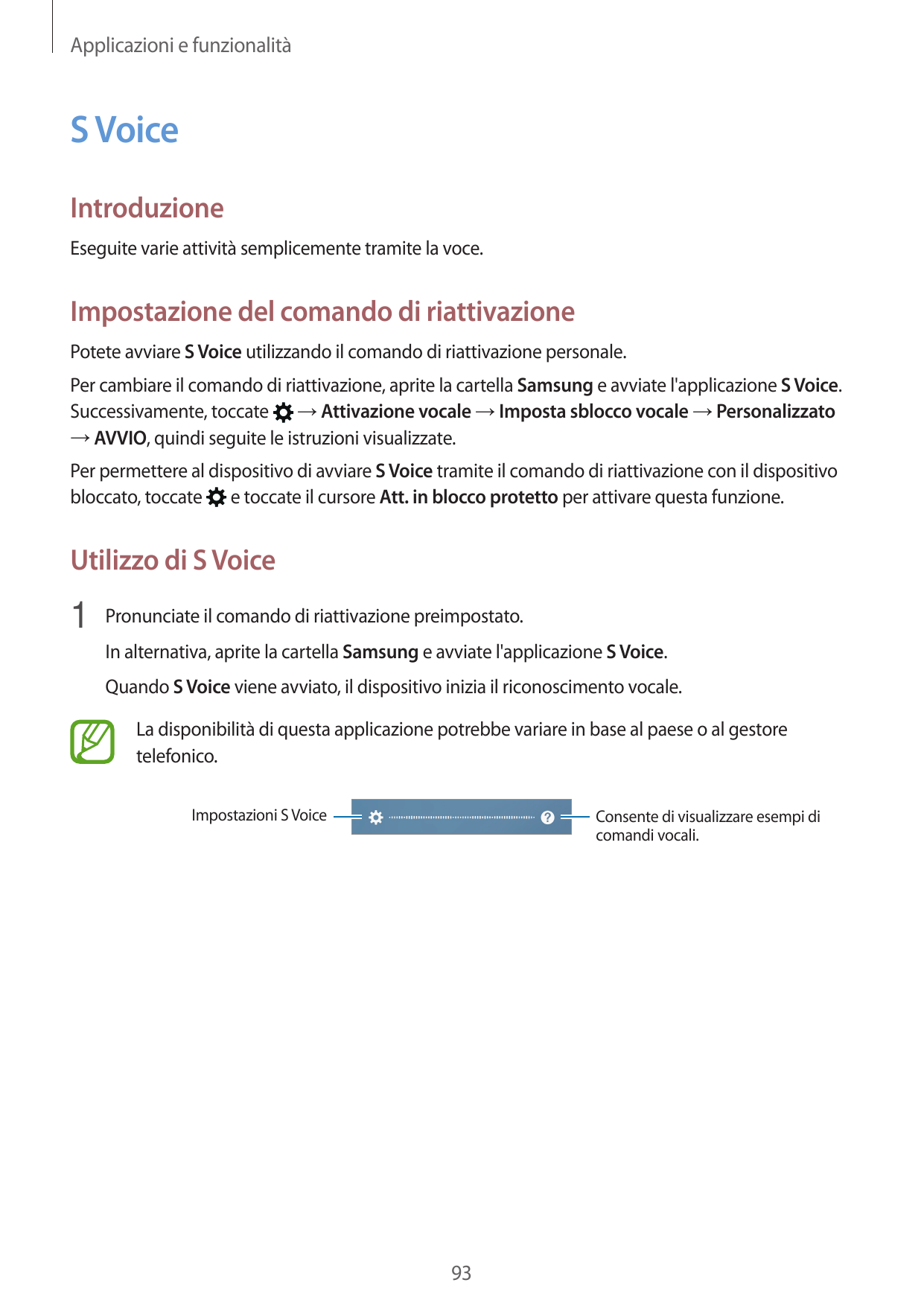 Applicazioni e funzionalitàS VoiceIntroduzioneEseguite varie attività semplicemente tramite la voce.Impostazione del comando di 