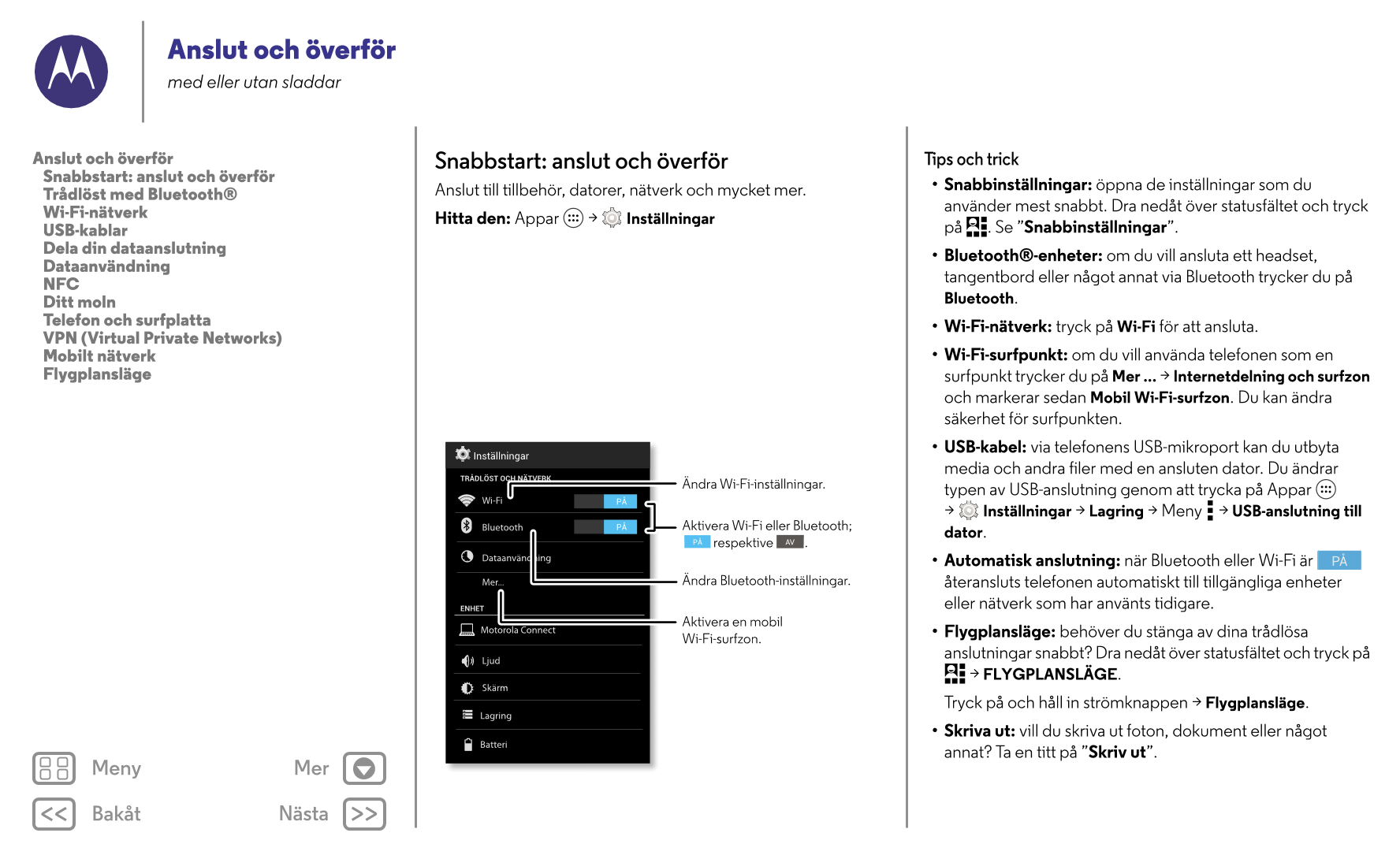 Anslut och överför
med eller utan sladdar
Anslut och överför Snabbstart: anslut och överför Tips och trick
   Snabbstart: anslut