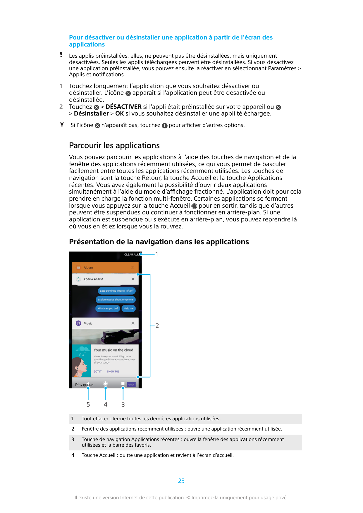 Pour désactiver ou désinstaller une application à partir de l’écran desapplicationsLes applis préinstallées, elles, ne peuvent p