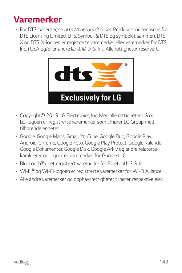 Varemerker• For DTS-patenter, se http://patents.dts.com. Produsert under lisens fraDTS Licensing Limited. DTS, Symbol, & DTS og 