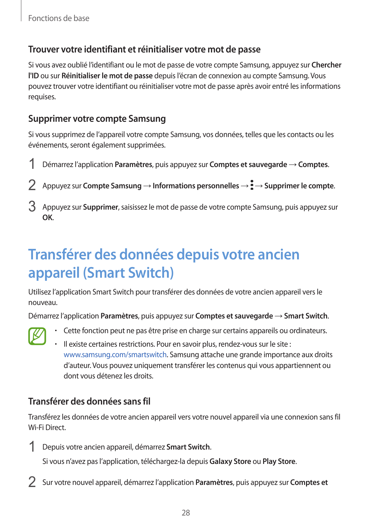 Fonctions de baseTrouver votre identifiant et réinitialiser votre mot de passeSi vous avez oublié l’identifiant ou le mot de pas