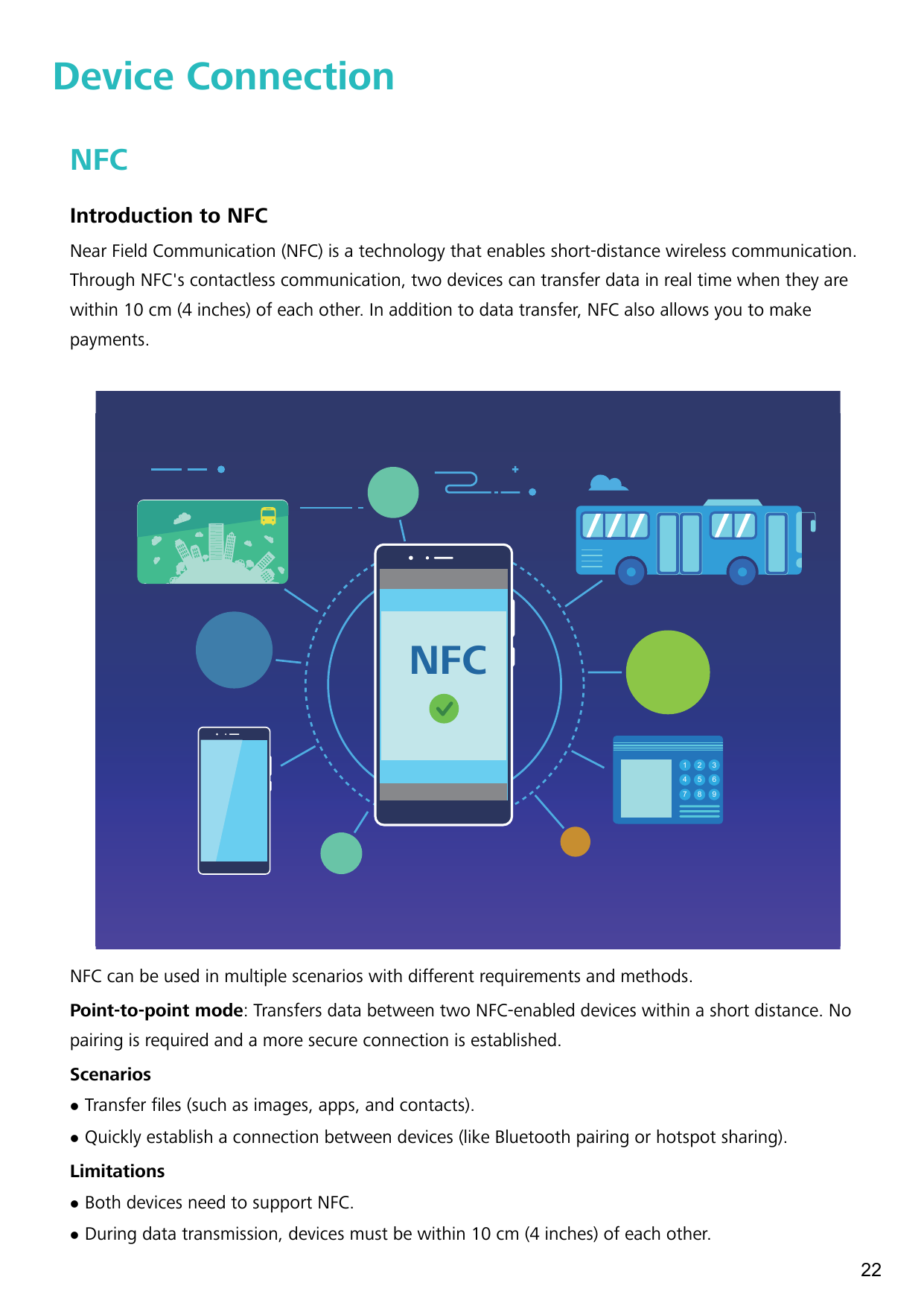 Device ConnectionNFCIntroduction to NFCNear Field Communication (NFC) is a technology that enables short-distance wireless commu