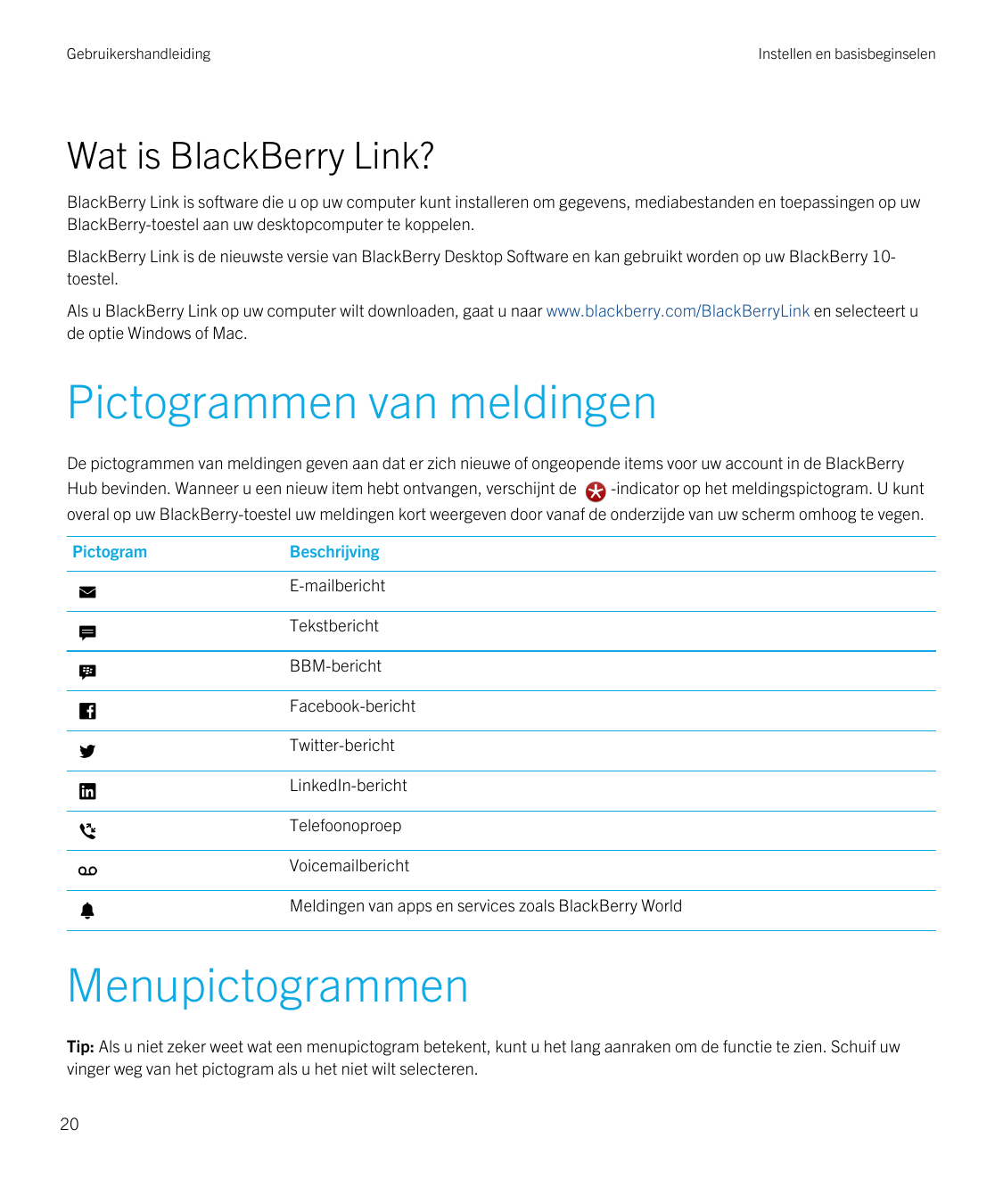 GebruikershandleidingInstellen en basisbeginselenWat is BlackBerry Link?BlackBerry Link is software die u op uw computer kunt in