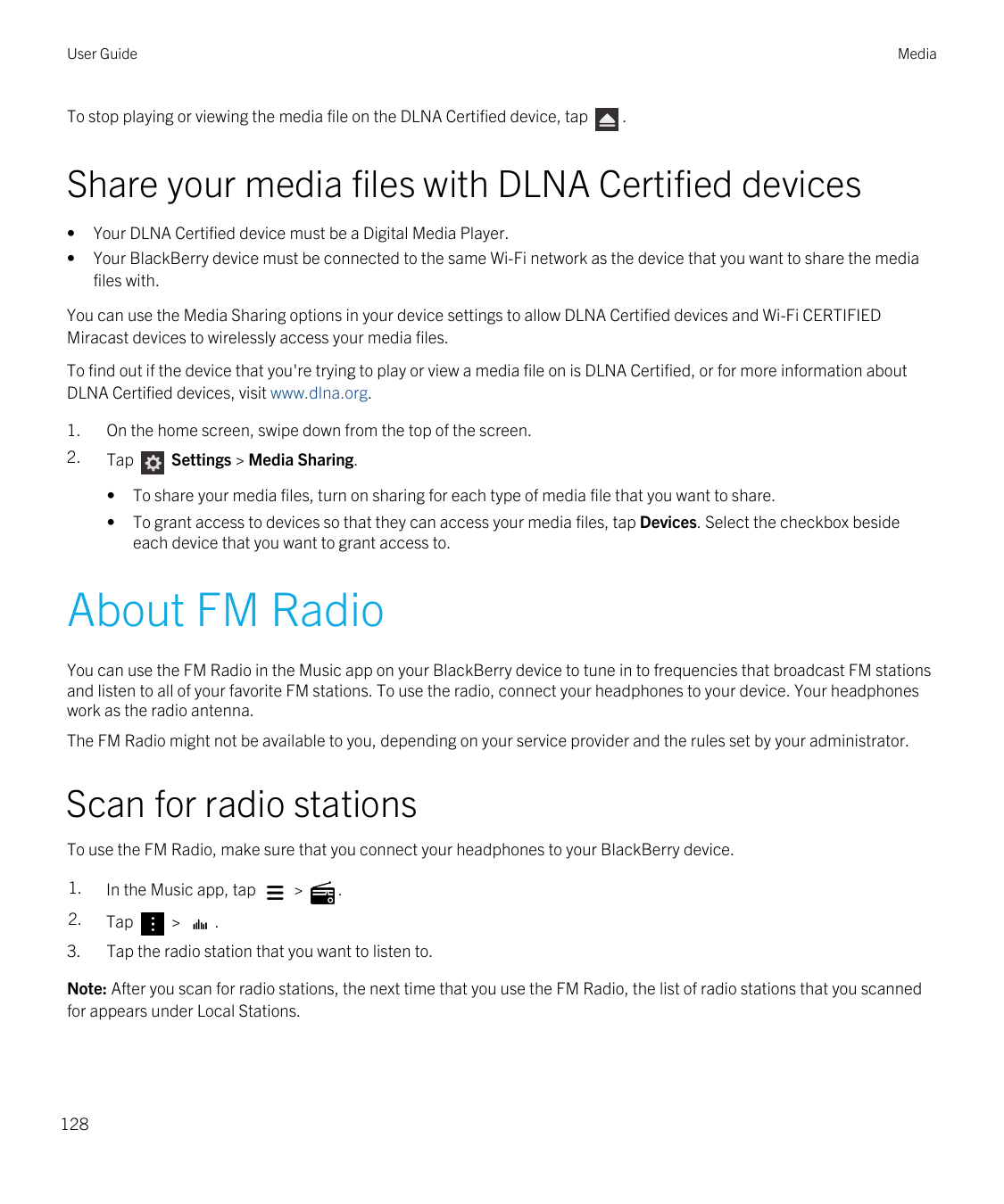 User GuideMediaTo stop playing or viewing the media file on the DLNA Certified device, tap.Share your media files with DLNA Cert