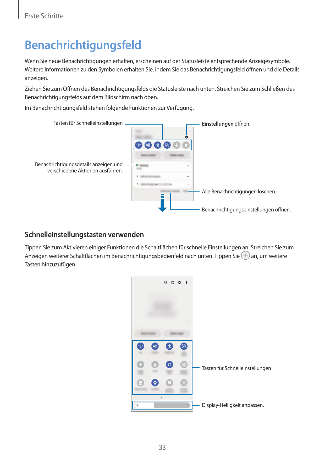 Erste SchritteBenachrichtigungsfeldWenn Sie neue Benachrichtigungen erhalten, erscheinen auf der Statusleiste entsprechende Anze