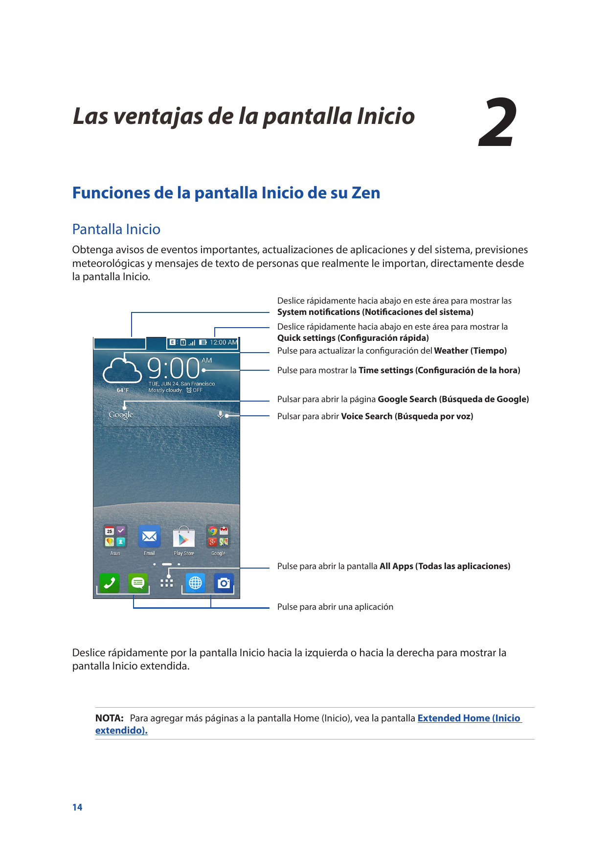 2Las ventajas de la pantalla InicioLas ventajas de la pantalla Inicio2Funciones de la pantalla Inicio de su ZenPantalla InicioOb