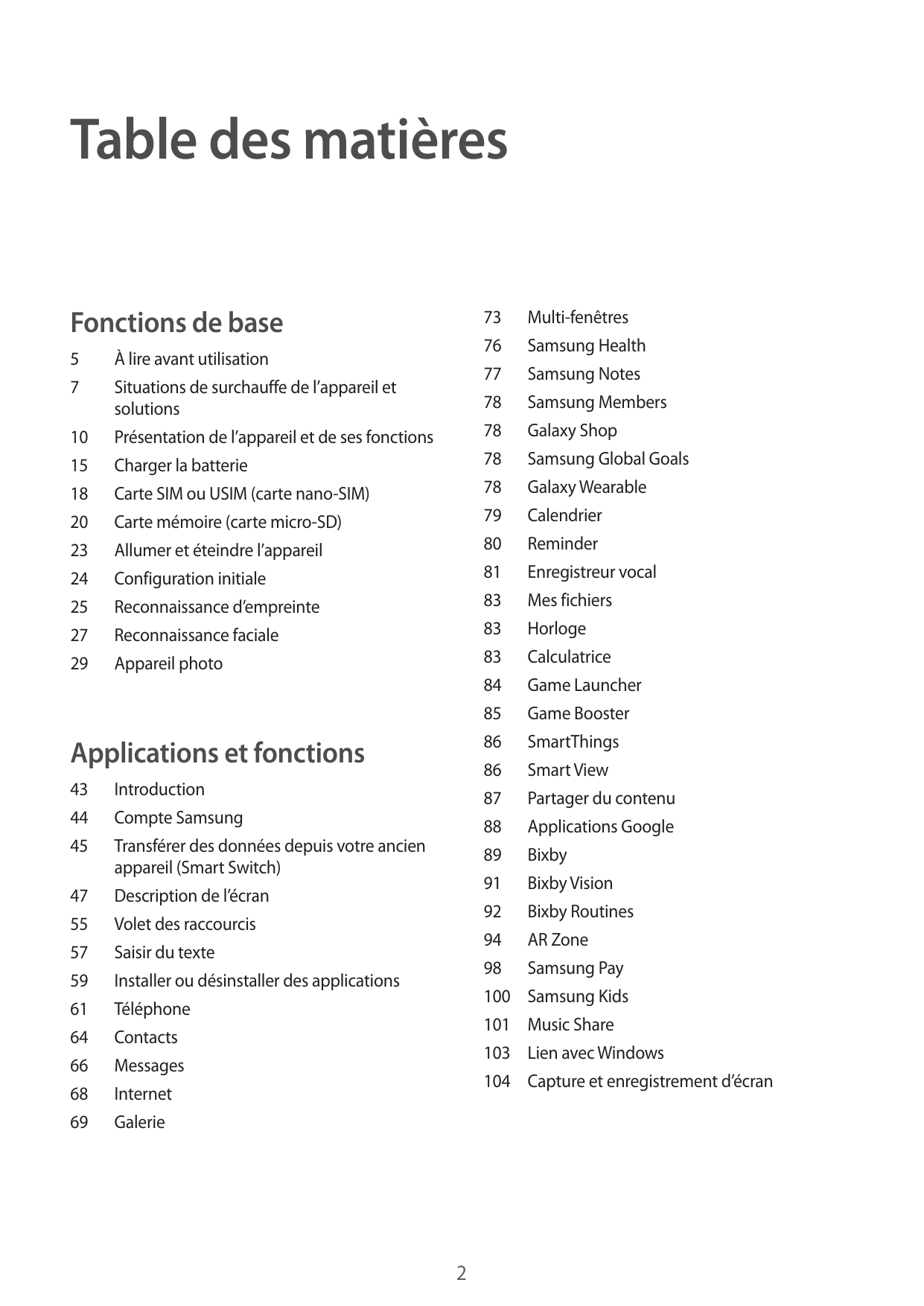 Table des matièresFonctions de base5À lire avant utilisation7Situations de surchauffe de l’appareil etsolutions10Présentation de