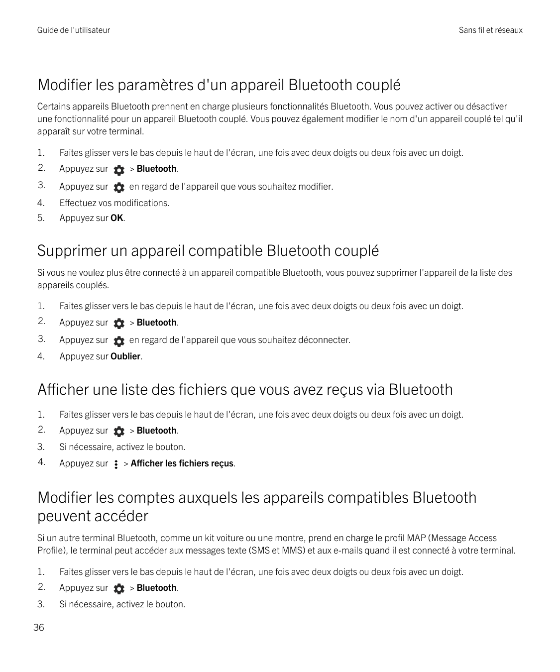 Guide de l'utilisateurSans fil et réseauxModifier les paramètres d'un appareil Bluetooth coupléCertains appareils Bluetooth pren