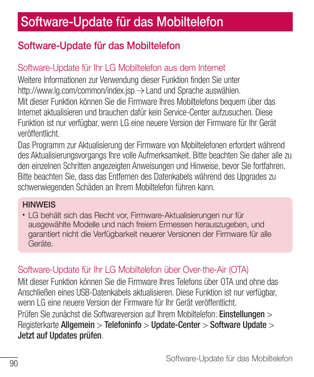 Software-Update für das MobiltelefonSoftware-Update für das MobiltelefonSoftware-Update für Ihr LG Mobiltelefon aus dem Internet