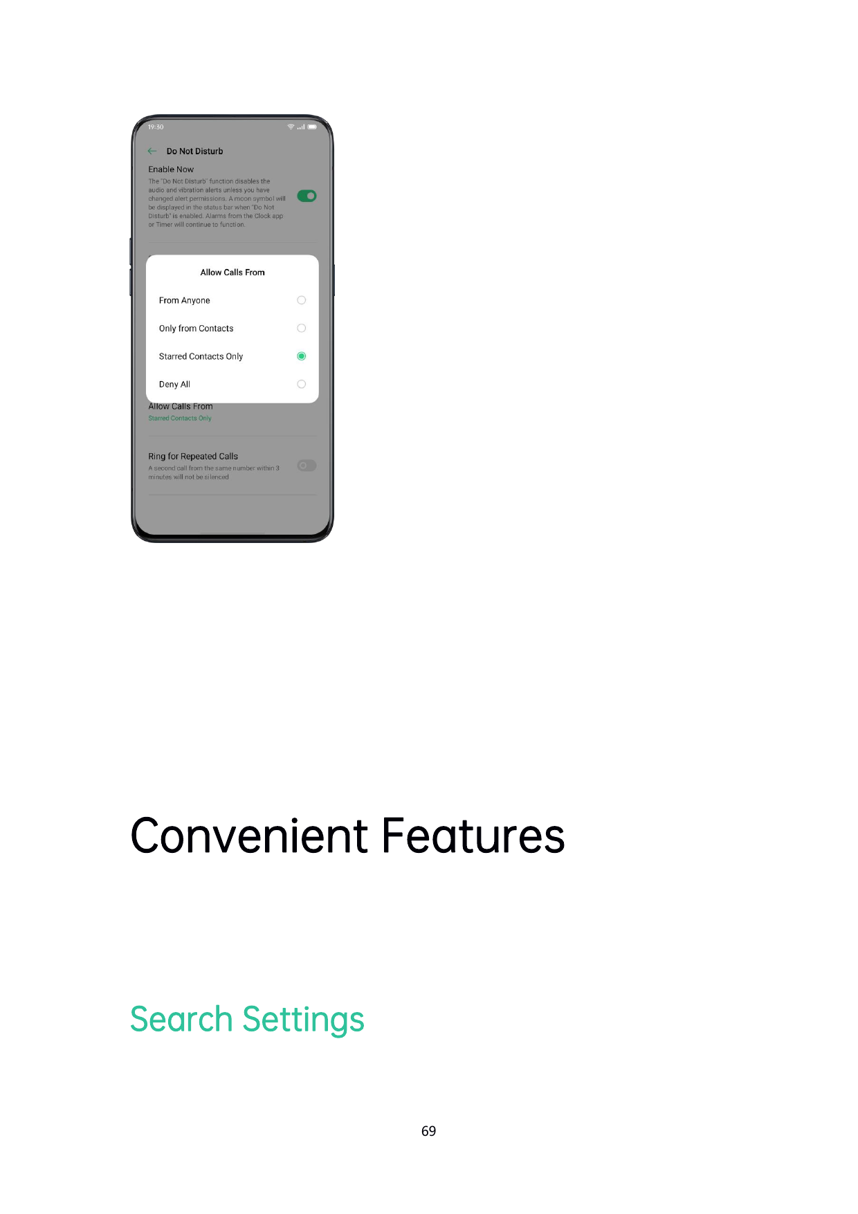 Convenient FeaturesSearch Settings69