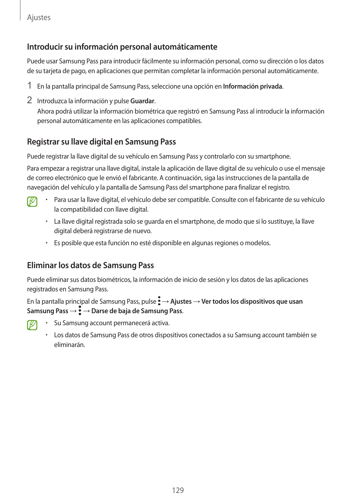 AjustesIntroducir su información personal automáticamentePuede usar Samsung Pass para introducir fácilmente su información perso