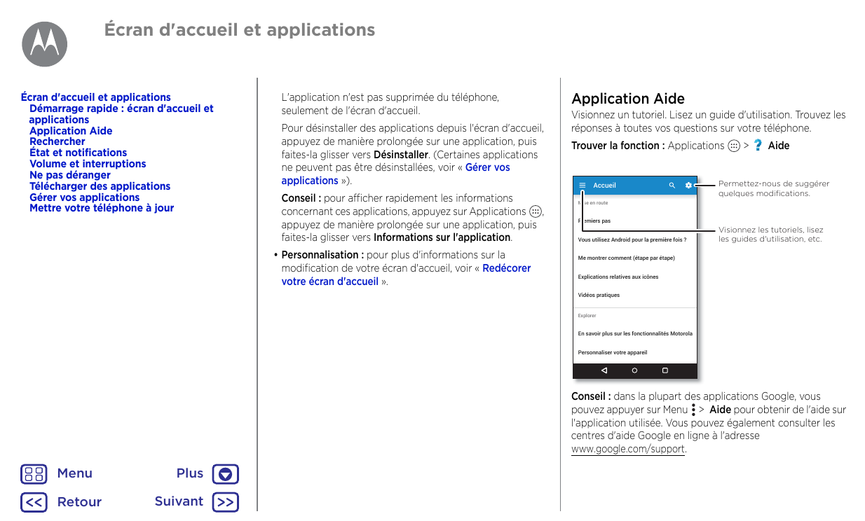 Écran d'accueil et applicationsÉcran d'accueil et applicationsDémarrage rapide : écran d'accueil etapplicationsApplication AideR