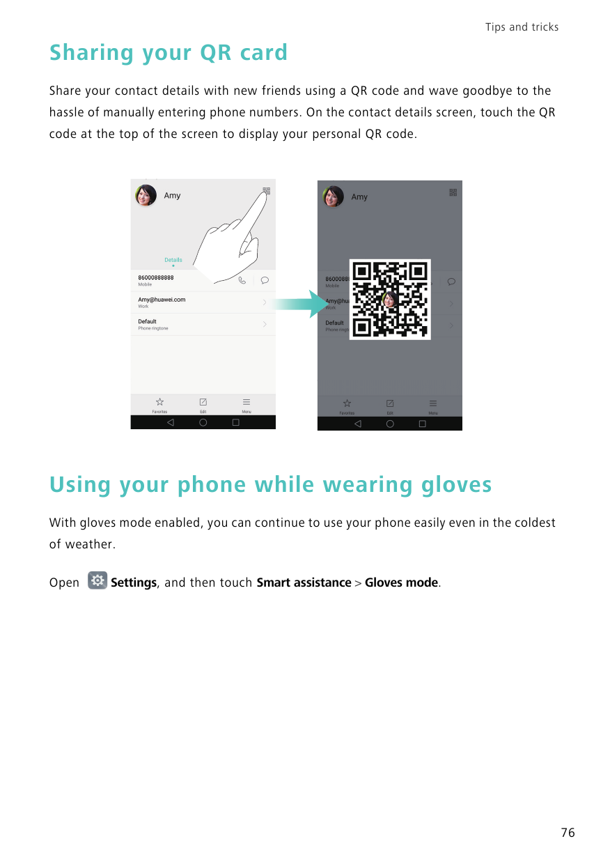 Tips and tricksSharing your QR cardShare your contact details with new friends using a QR code and wave goodbye to thehassle of 