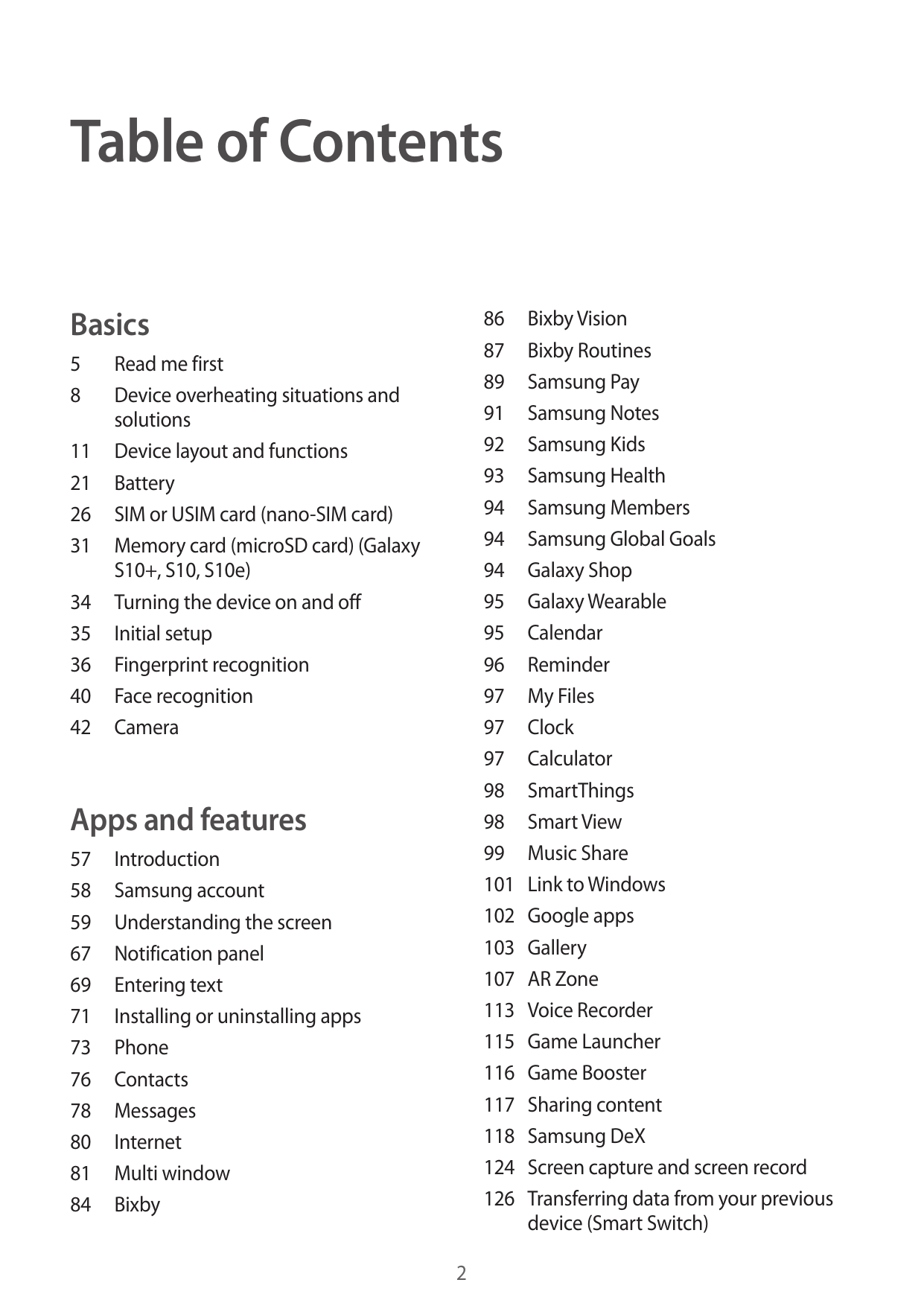 Table of ContentsBasics86 Bixby Vision87 Bixby Routines89 Samsung Pay91 Samsung Notes92 Samsung Kids93 Samsung Health94 Samsung 