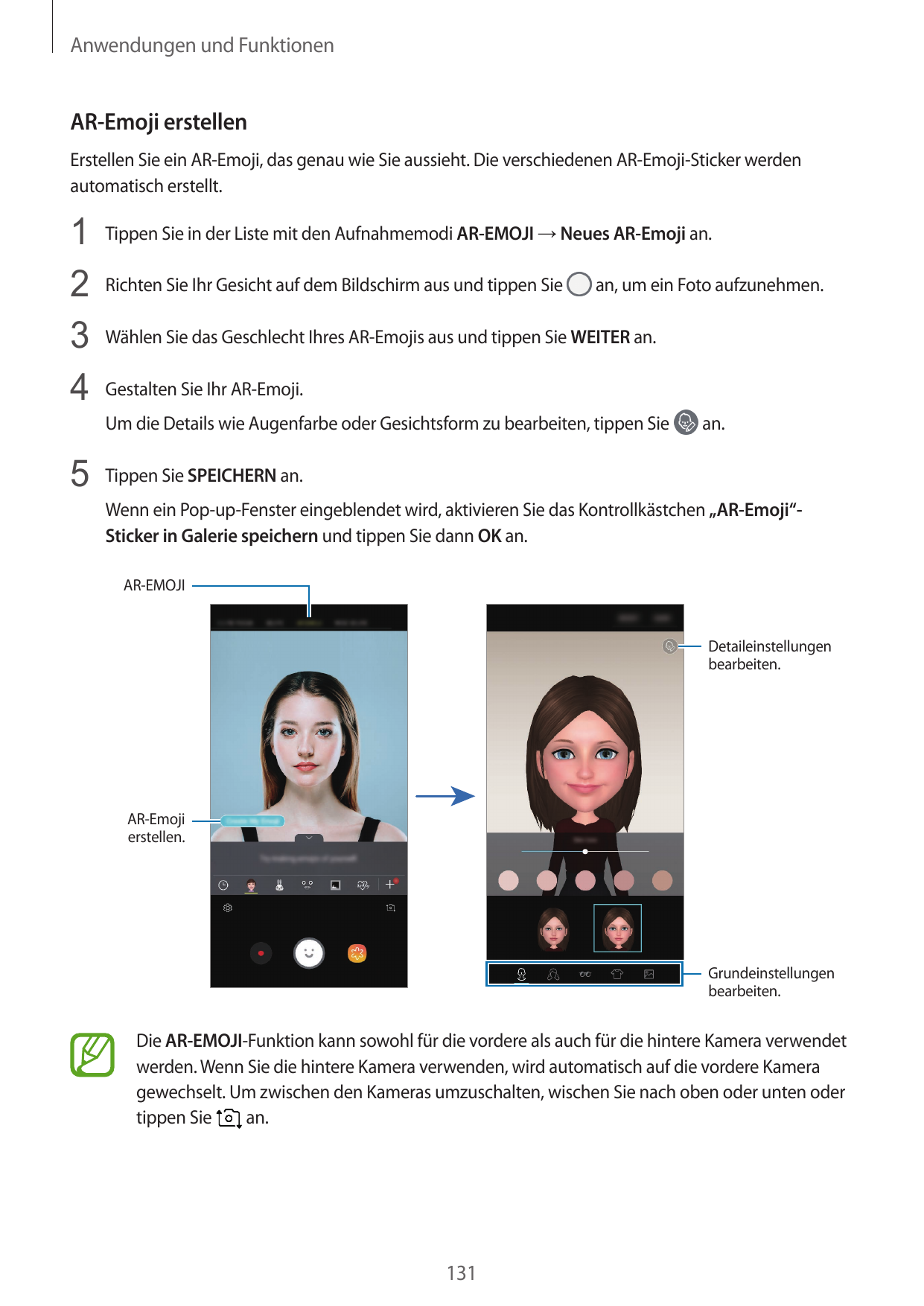 Anwendungen und FunktionenAR-Emoji erstellenErstellen Sie ein AR-Emoji, das genau wie Sie aussieht. Die verschiedenen AR-Emoji-S