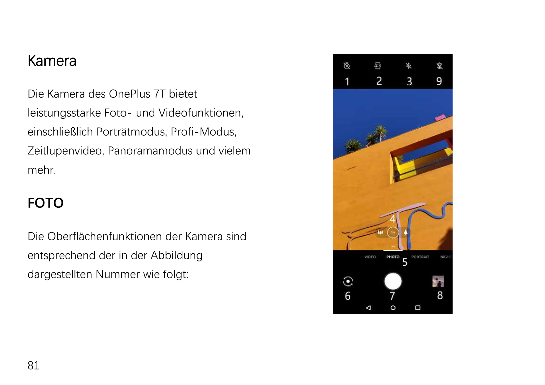 KameraDie Kamera des OnePlus 7T bietetleistungsstarke Foto- und Videofunktionen,einschließlich Porträtmodus, Profi-Modus,Zeitlup