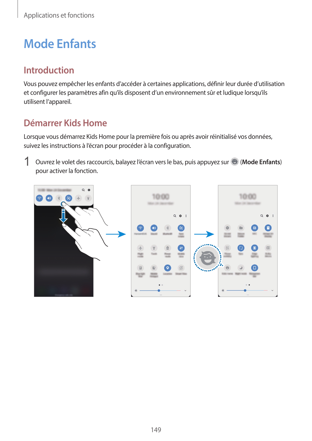 Applications et fonctionsMode EnfantsIntroductionVous pouvez empêcher les enfants d’accéder à certaines applications, définir le