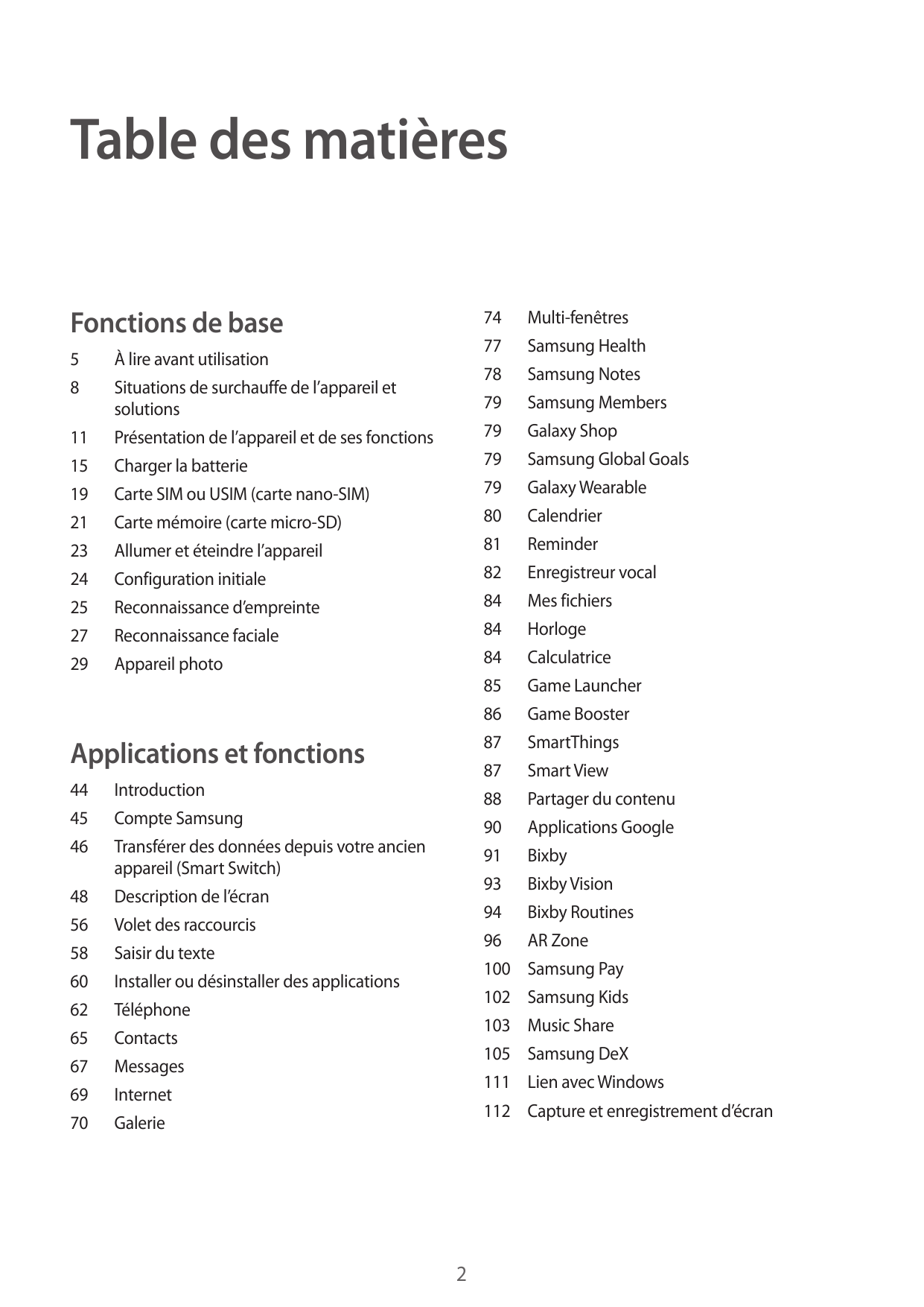 Table des matièresFonctions de base5À lire avant utilisation8Situations de surchauffe de l’appareil etsolutions11Présentation de