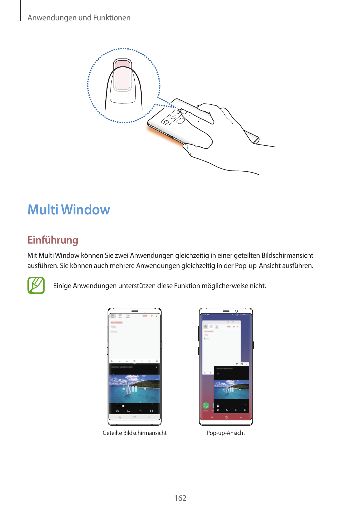 Anwendungen und FunktionenMulti WindowEinführungMit Multi Window können Sie zwei Anwendungen gleichzeitig in einer geteilten Bil