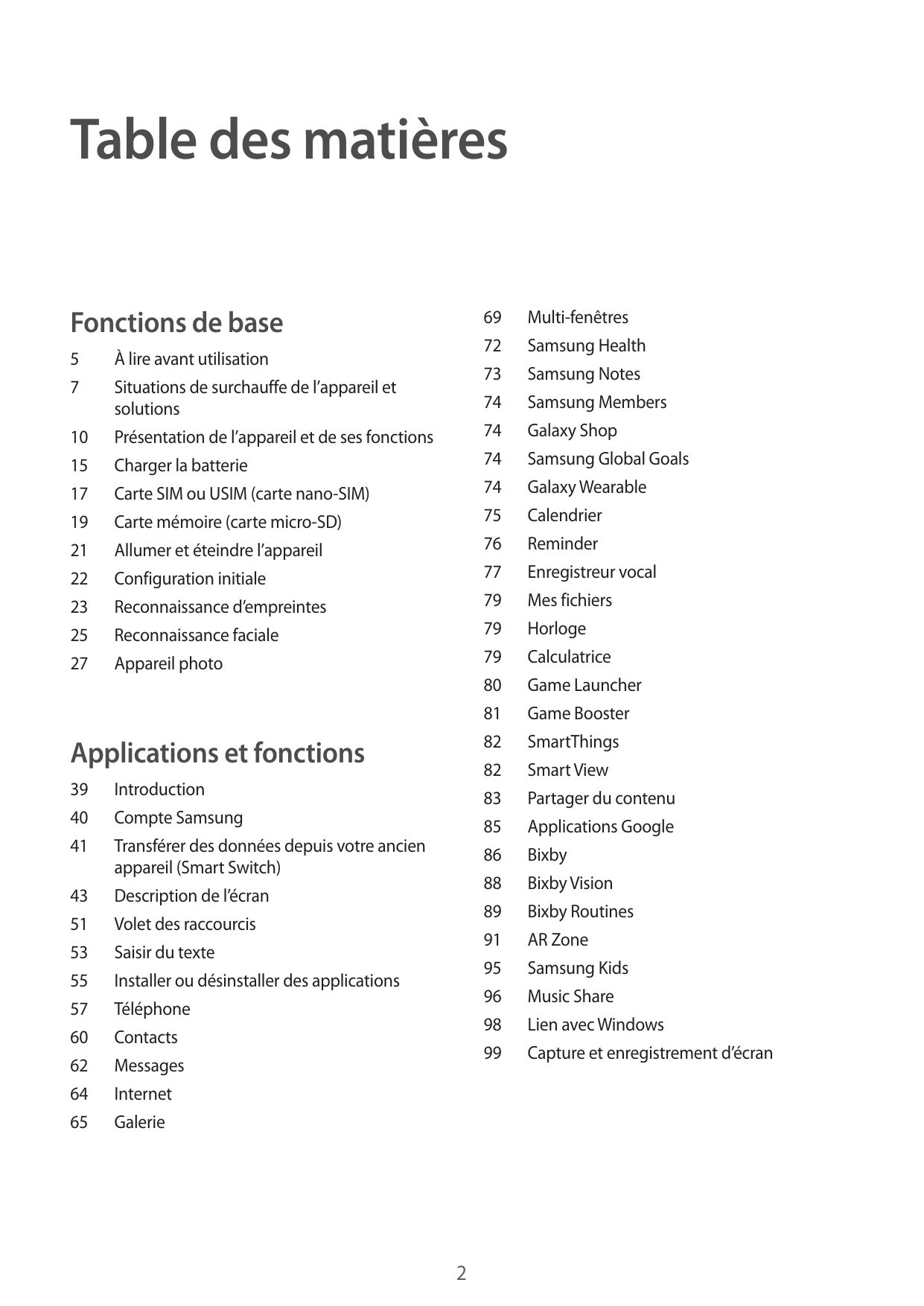 Table des matièresFonctions de base5À lire avant utilisation7Situations de surchauffe de l’appareil etsolutions10Présentation de