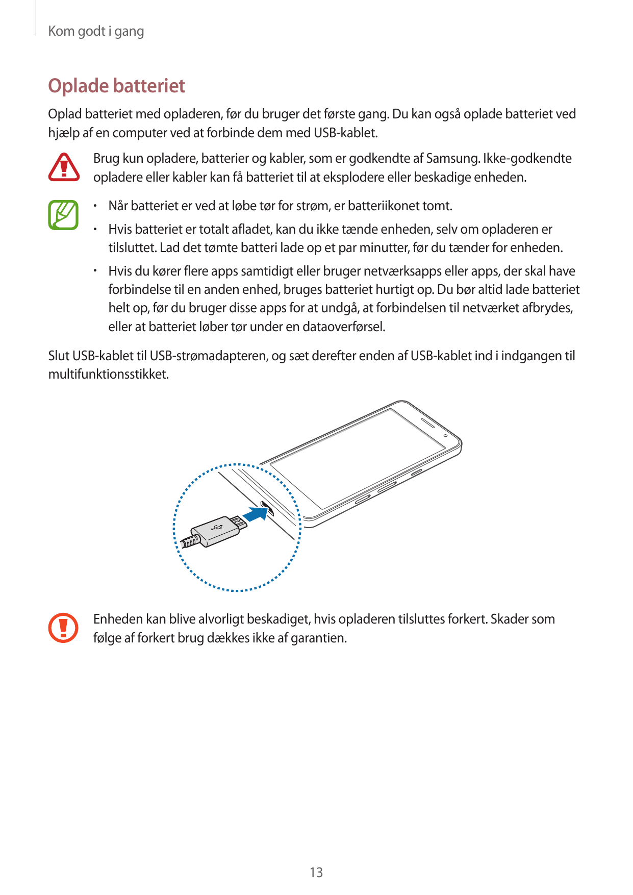 Kom godt i gangOplade batterietOplad batteriet med opladeren, før du bruger det første gang. Du kan også oplade batteriet vedhjæ