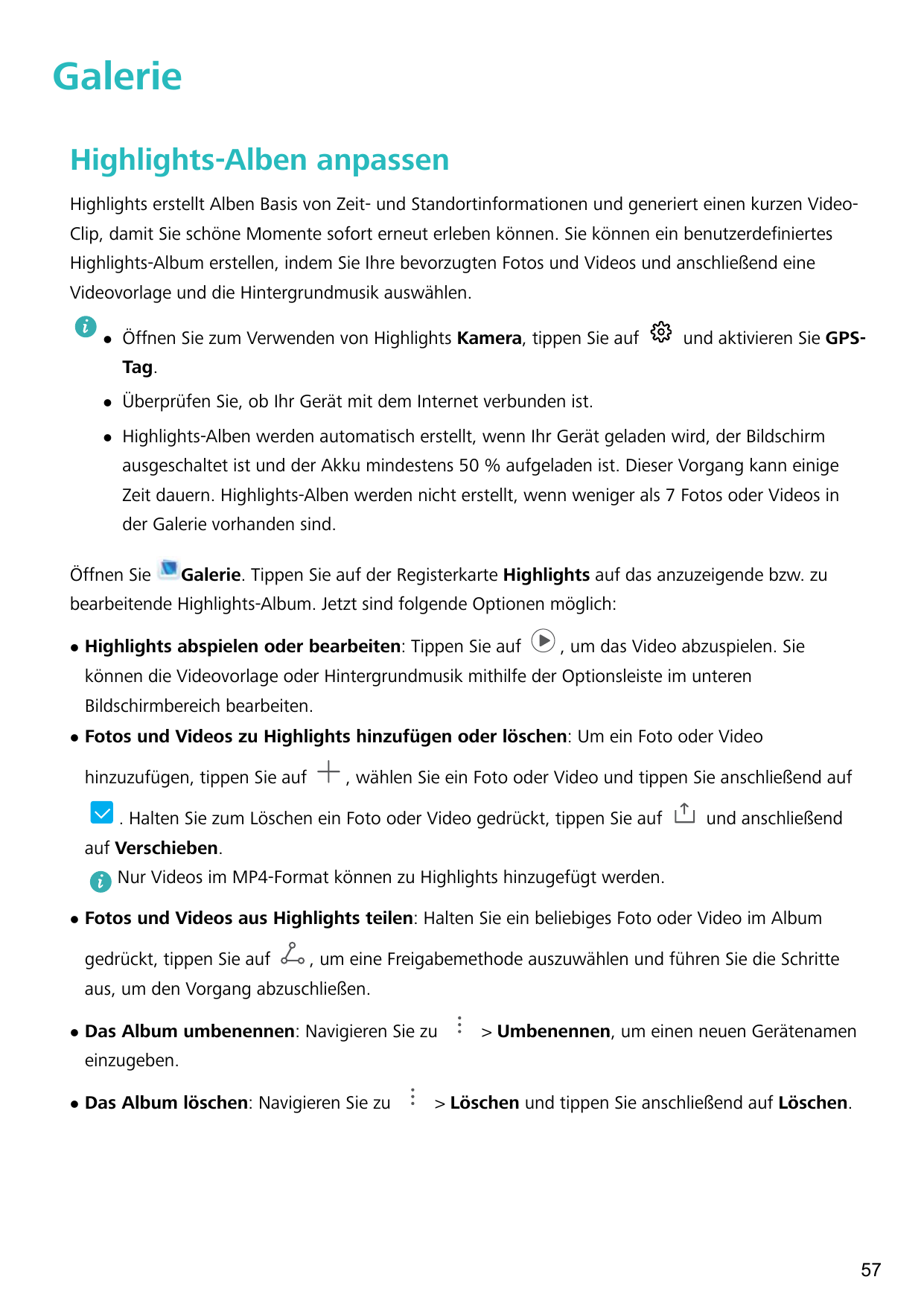 GalerieHighlights-Alben anpassenHighlights erstellt Alben Basis von Zeit- und Standortinformationen und generiert einen kurzen V