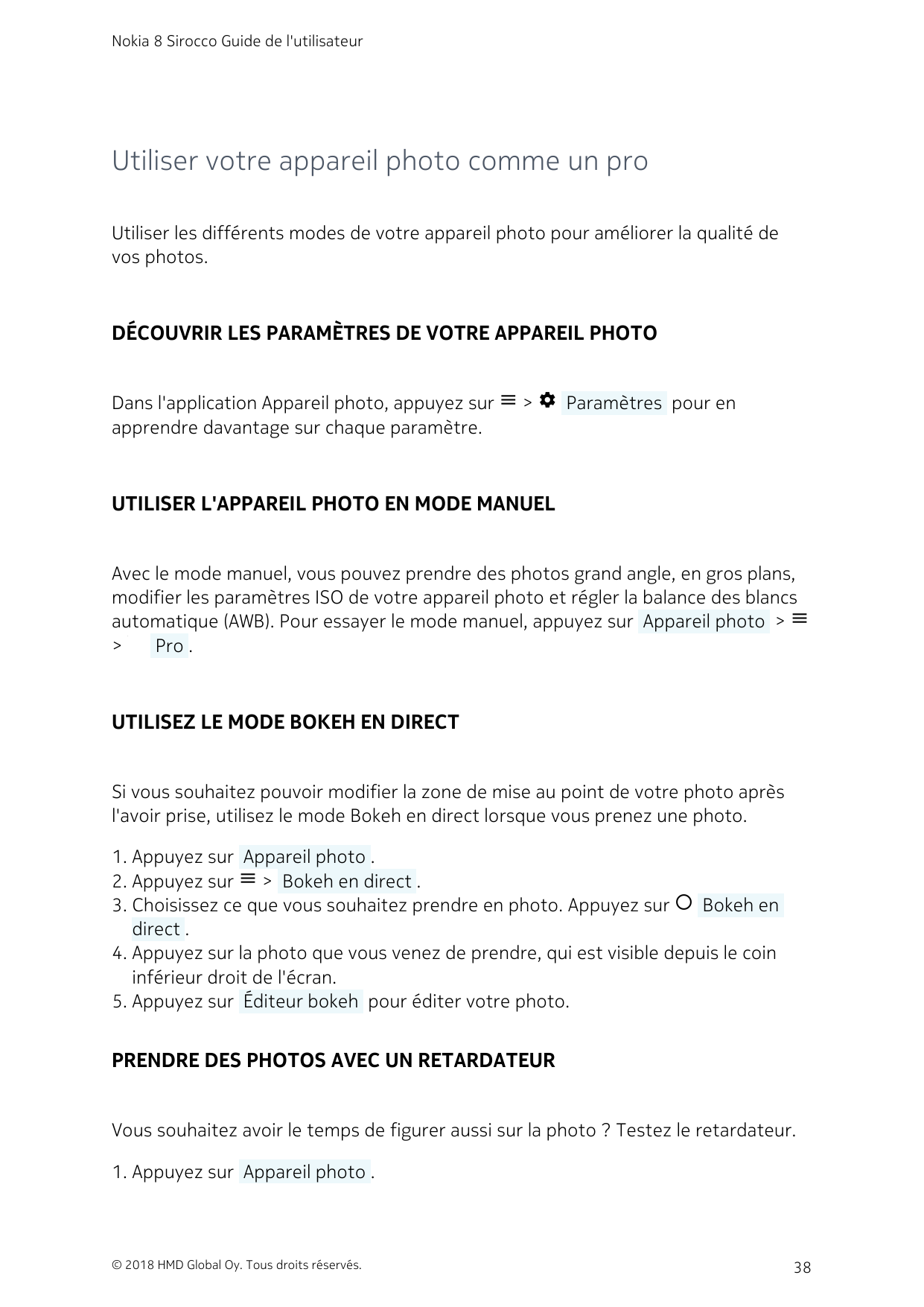 Nokia 8 Sirocco Guide de l'utilisateurUtiliser votre appareil photo comme un proUtiliser les différents modes de votre appareil 